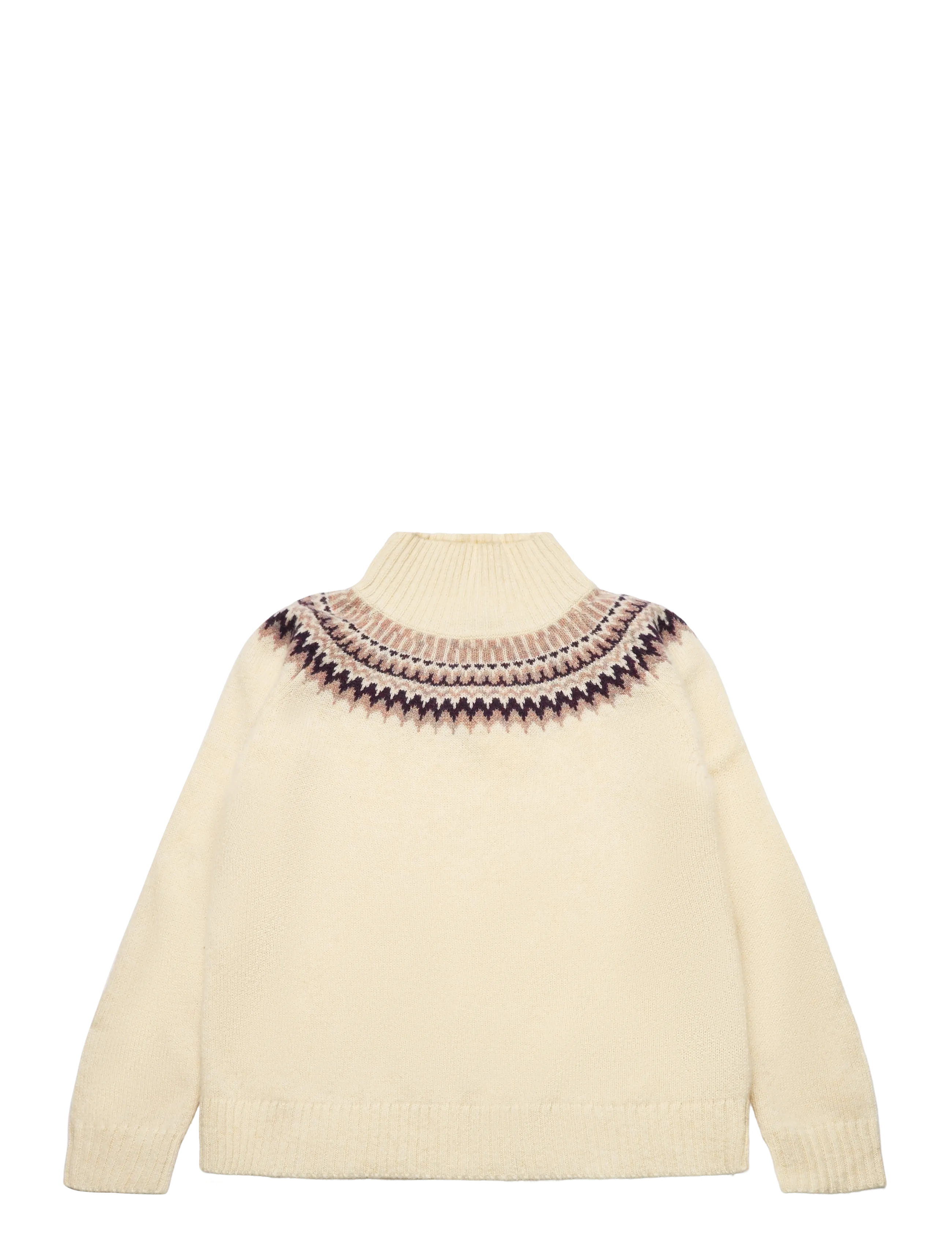 FUB Lambswool Fair Isle Sweater - Trøjer - CREME / cream