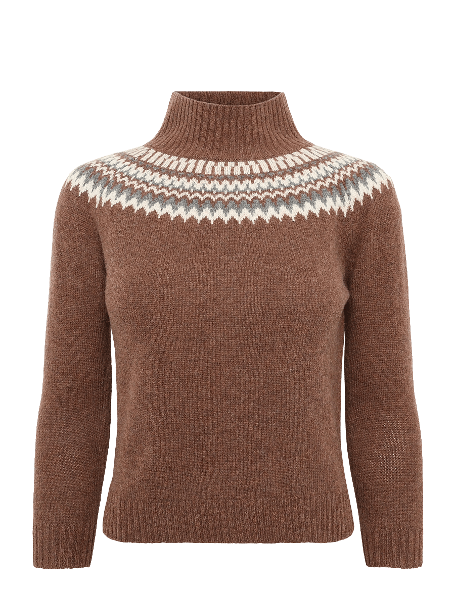 FUB - Lambswool Fair Isle Sweater - trøjer - hazel melange - 0