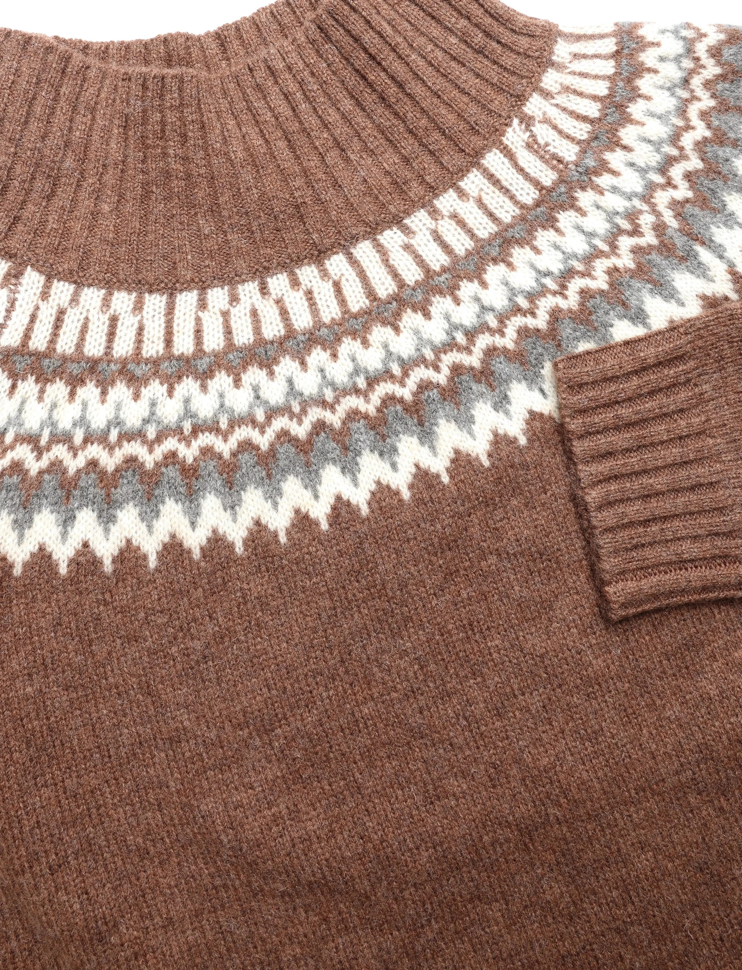 FUB - Lambswool Fair Isle Sweater - jumpers - hazel melange - 2