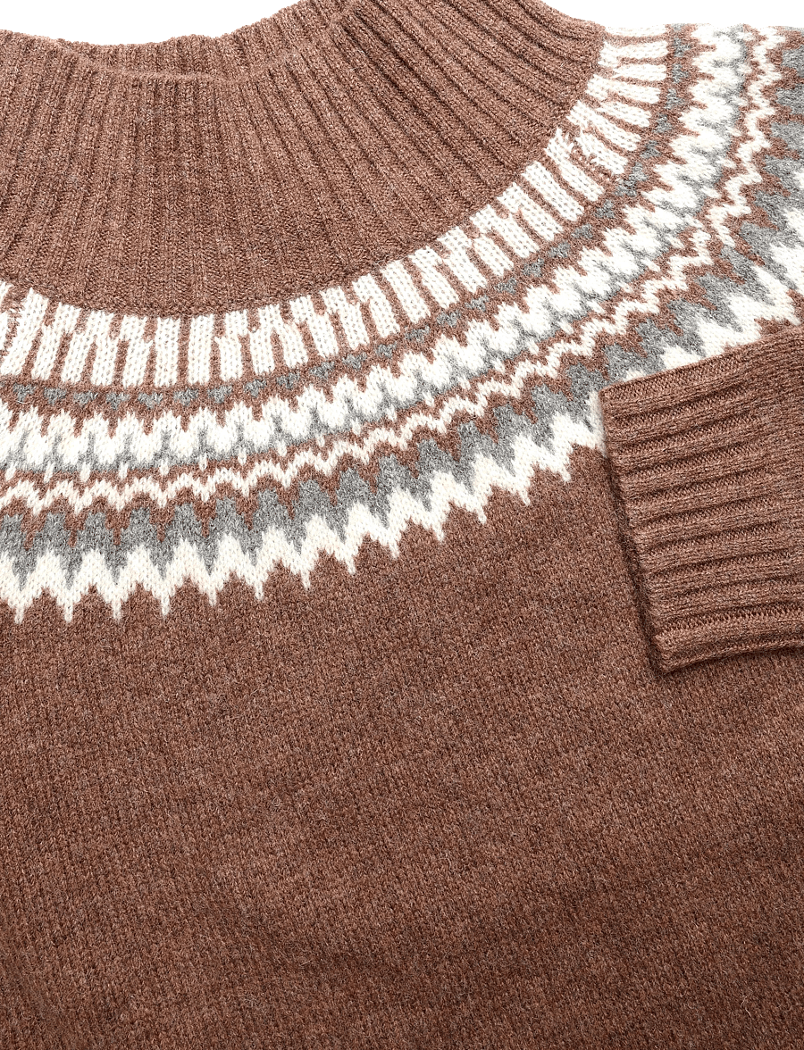 FUB - Lambswool Fair Isle Sweater - trøjer - hazel melange - 2