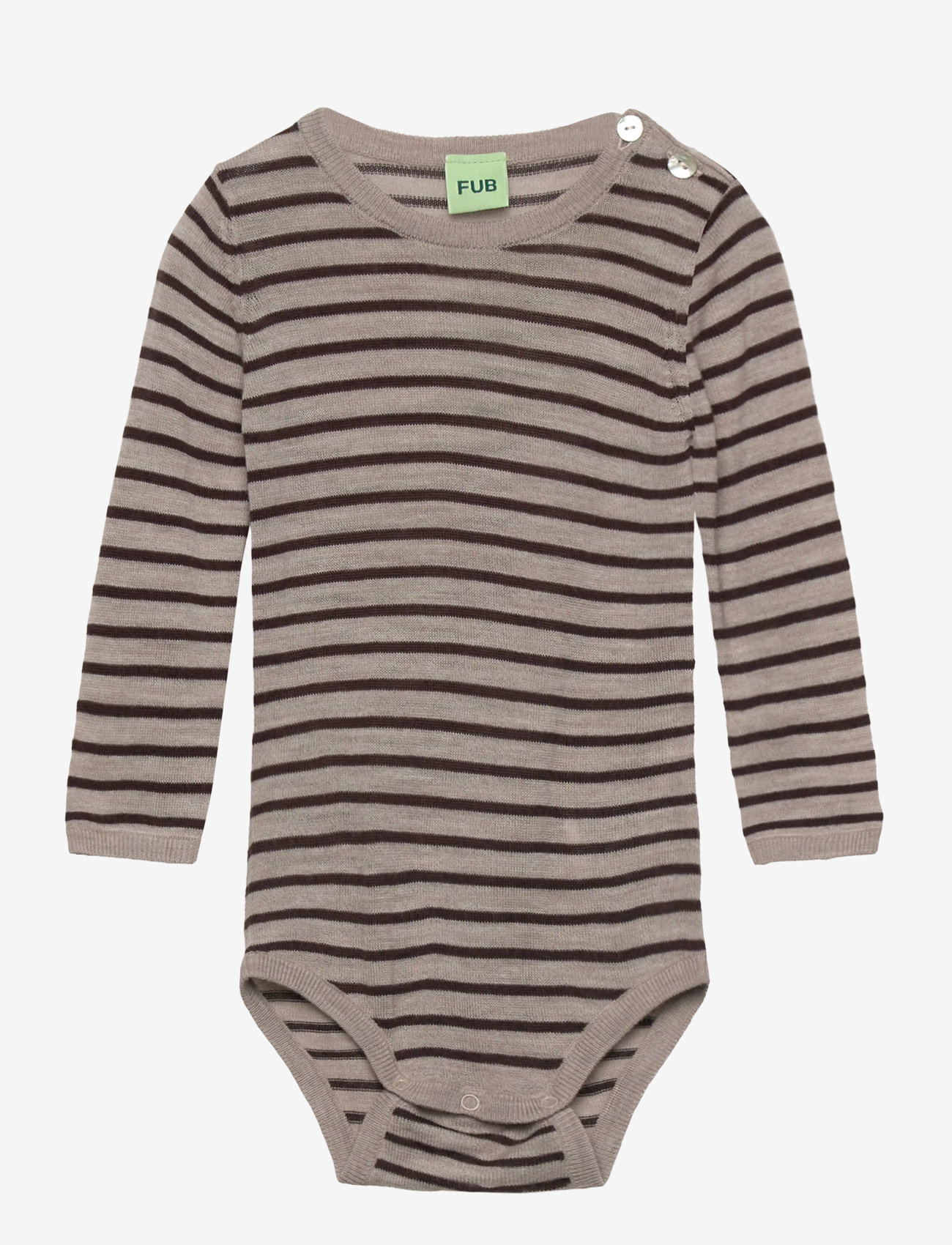 FUB - Baby Body - langærmede bodyer - oat melange/mocca - 0