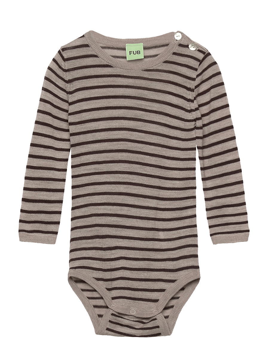 FUB - Baby Body - langärmelige bodys - oat melange/mocca - 0