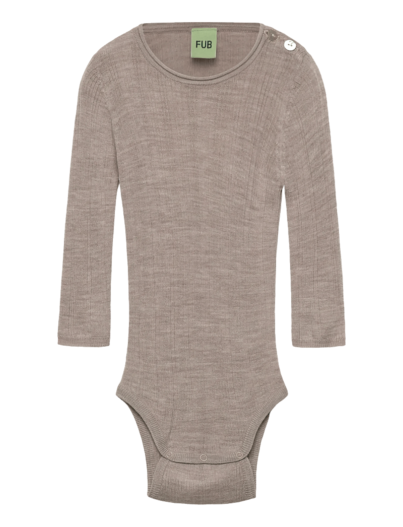 FUB - Baby Rib Body - rāpulīši ar garām piedurknēm - oat melange - 0