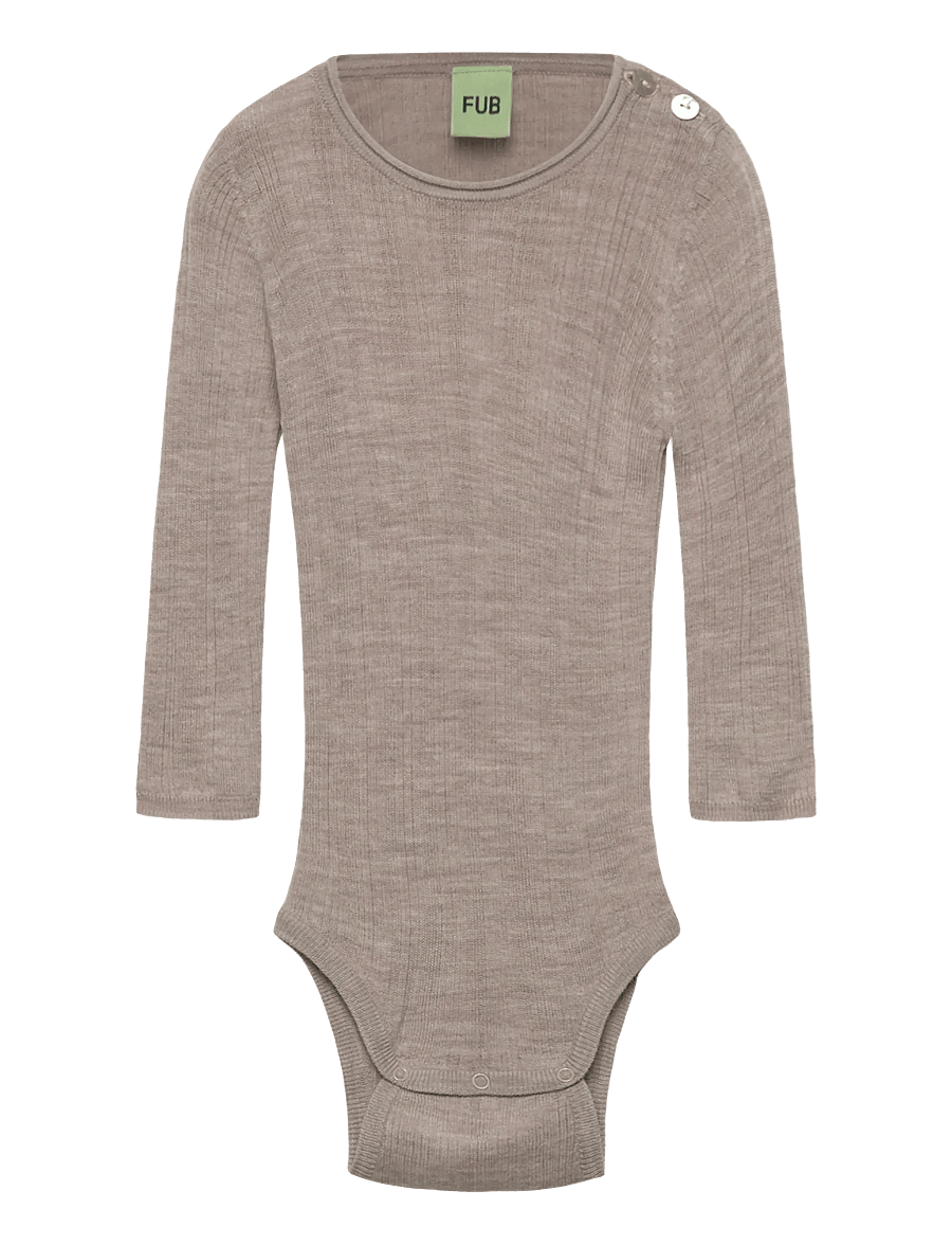 FUB - Baby Rib Body - langärmelige bodys - oat melange - 0