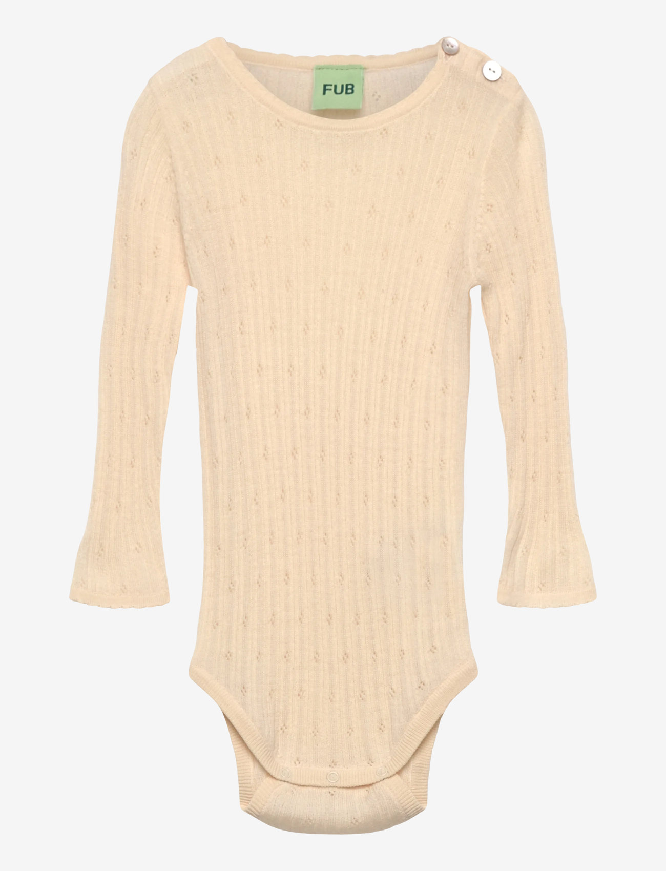 FUB - Baby Pointelle Body - langærmede bodyer - ecru - 0