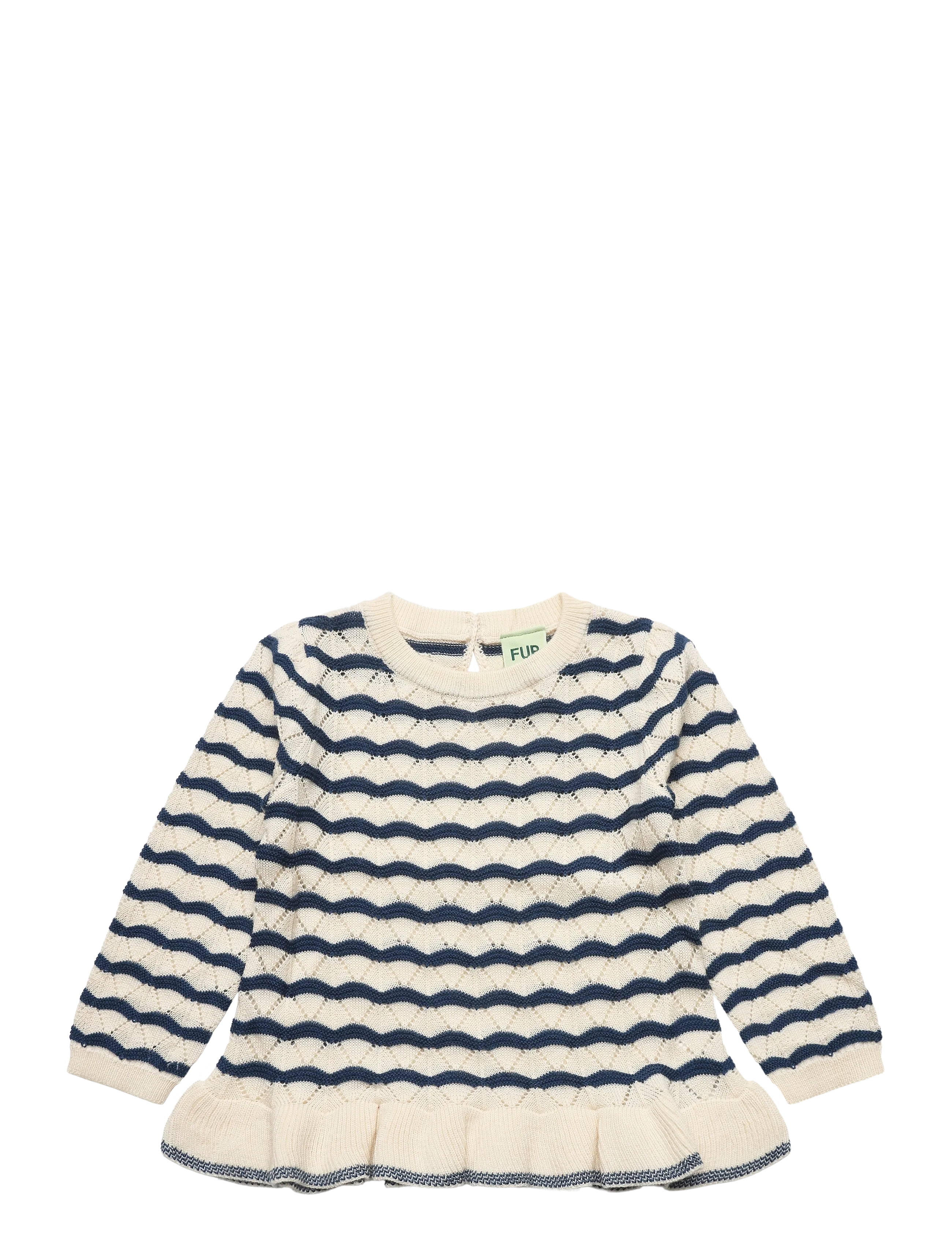 FUB Baby Pointelle Tee - Trøjer - ECRU/DEEP INDIGO / cream