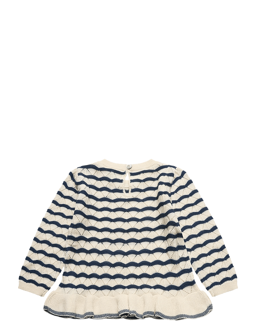 FUB - Baby Pointelle Tee - stickade tröjor - ecru/deep indigo - 1