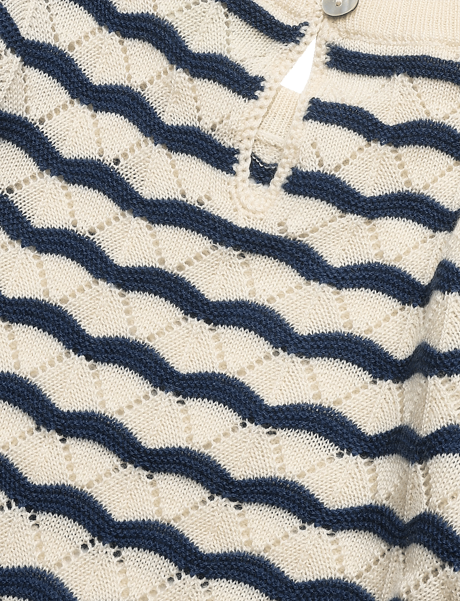 FUB - Baby Pointelle Tee - stickade tröjor - ecru/deep indigo - 2