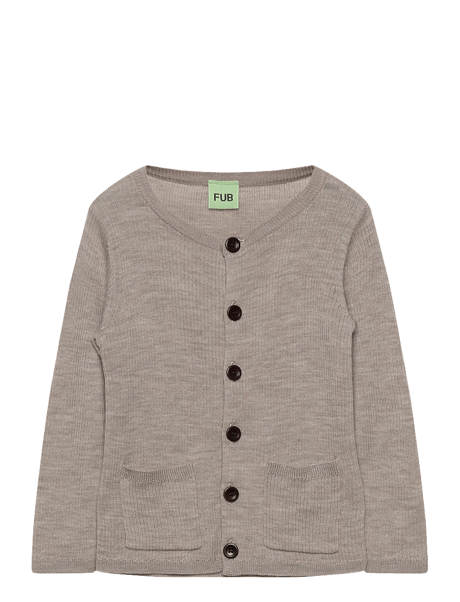 FUB - Baby Rib Cardigan - koftor - oat melange - 0