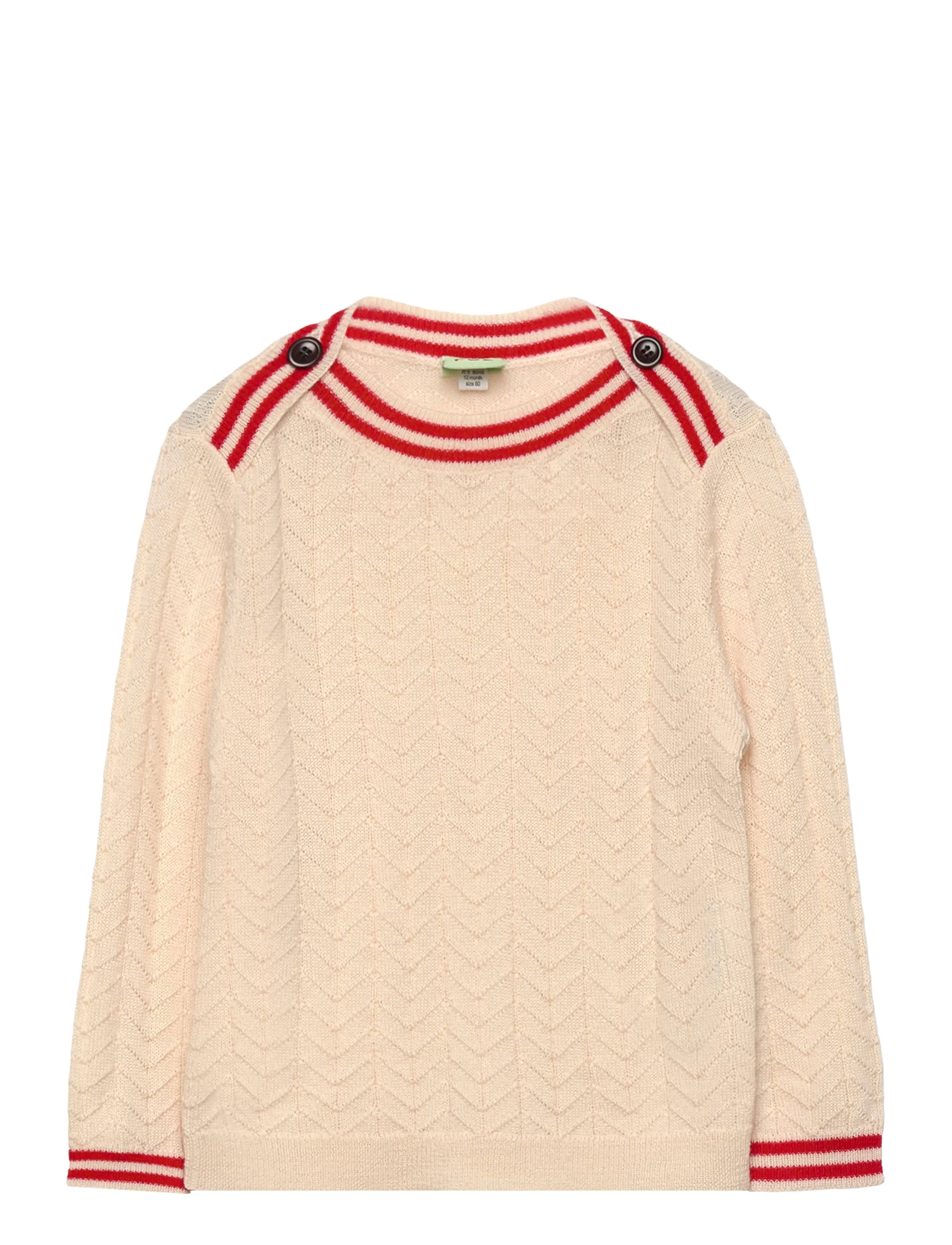 FUB Baby Zigzag Blouse, 80, Cream, Strik > Cardigans, Børn