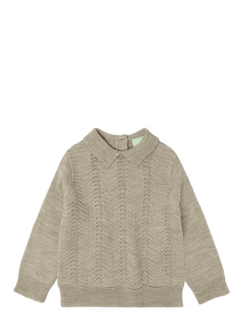 FUB - Baby Pointelle Blouse - stickade tröjor - oat melange - 0
