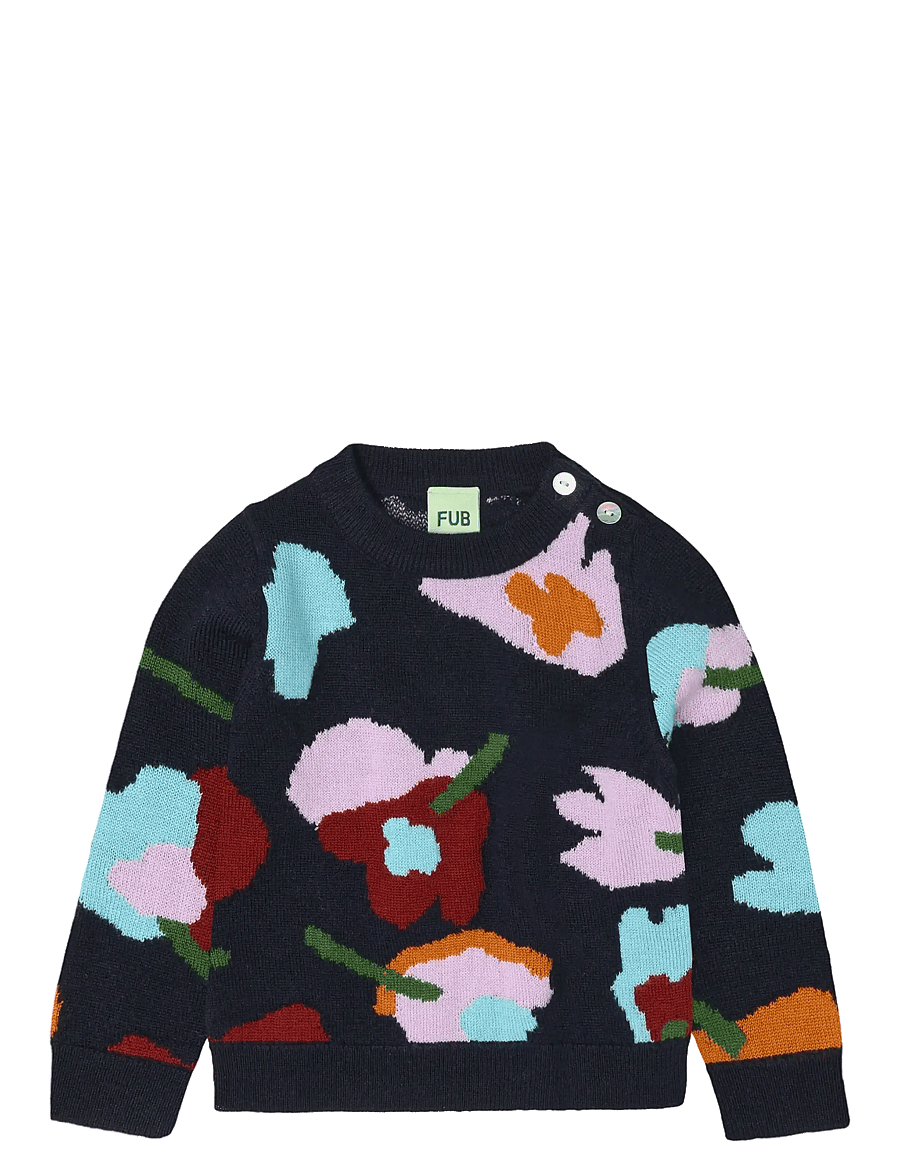 FUB - Baby Jaquard Sweater - gensere - dark navy - 0