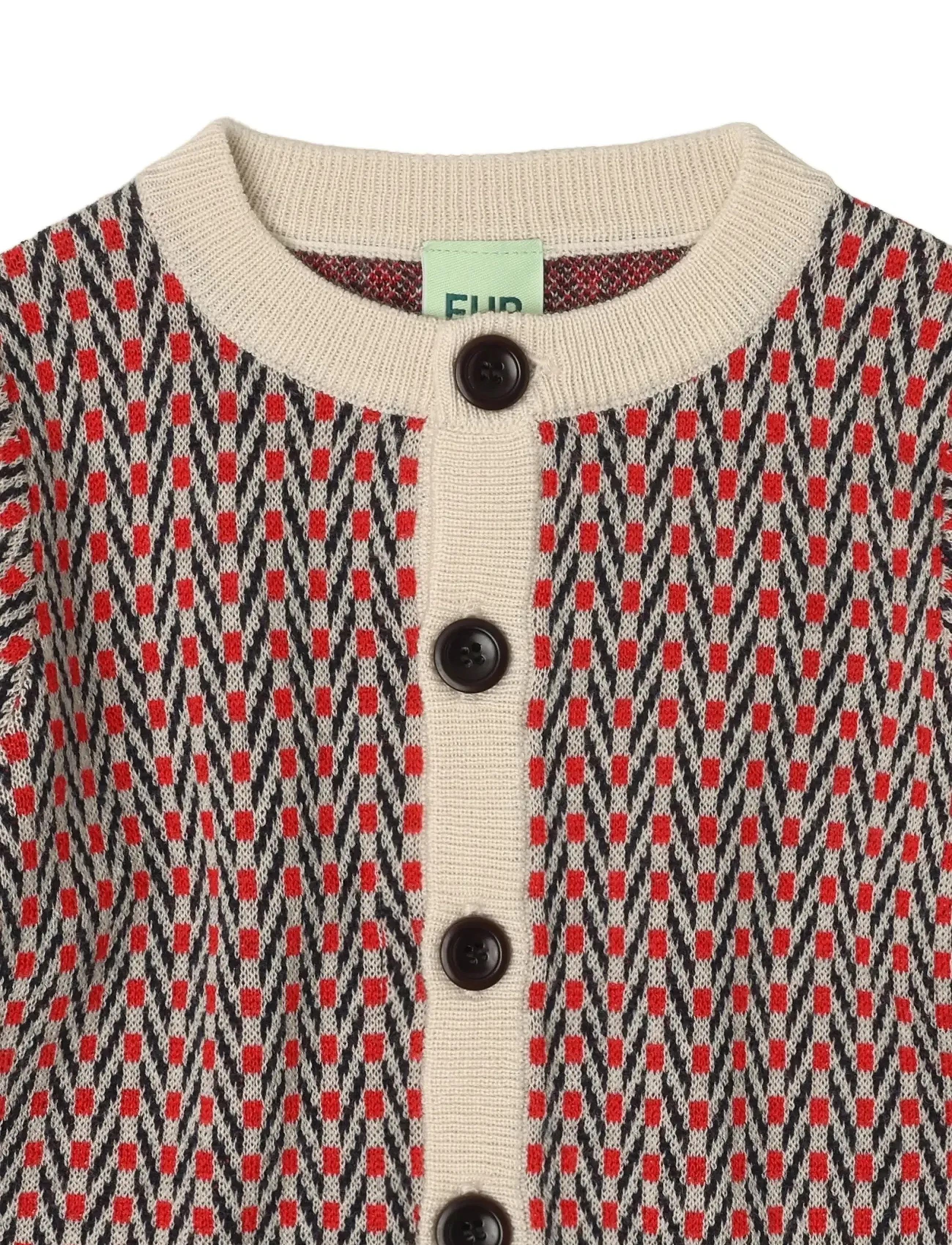 FUB - Baby Herringbone Cardigan - gilets - ecru - 1