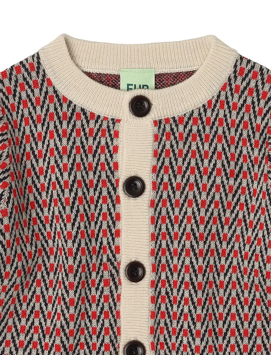 FUB - Baby Herringbone Cardigan - gilets - ecru - 1
