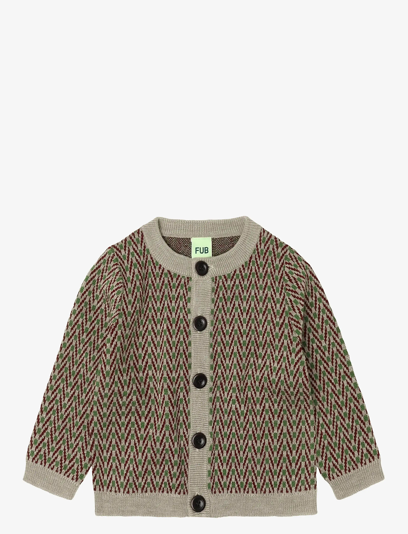 FUB - Baby Herringbone Cardigan - koftor - oat melange - 0