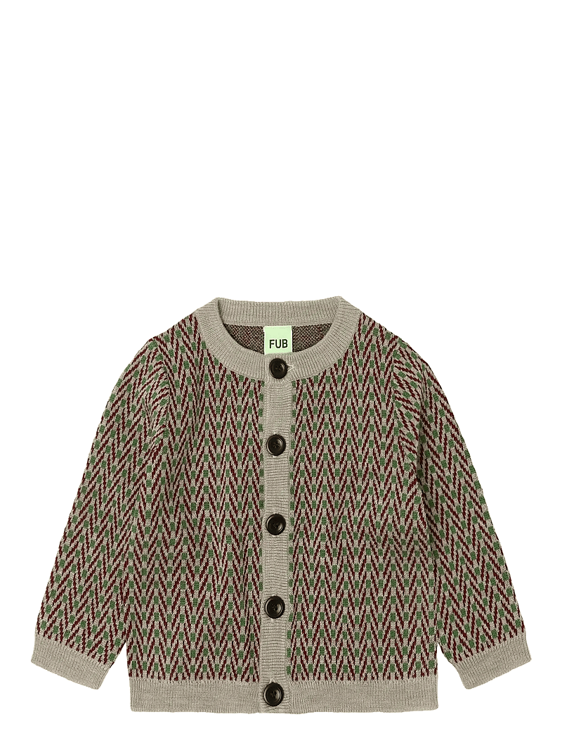 FUB - Baby Herringbone Cardigan - koftor - oat melange - 0