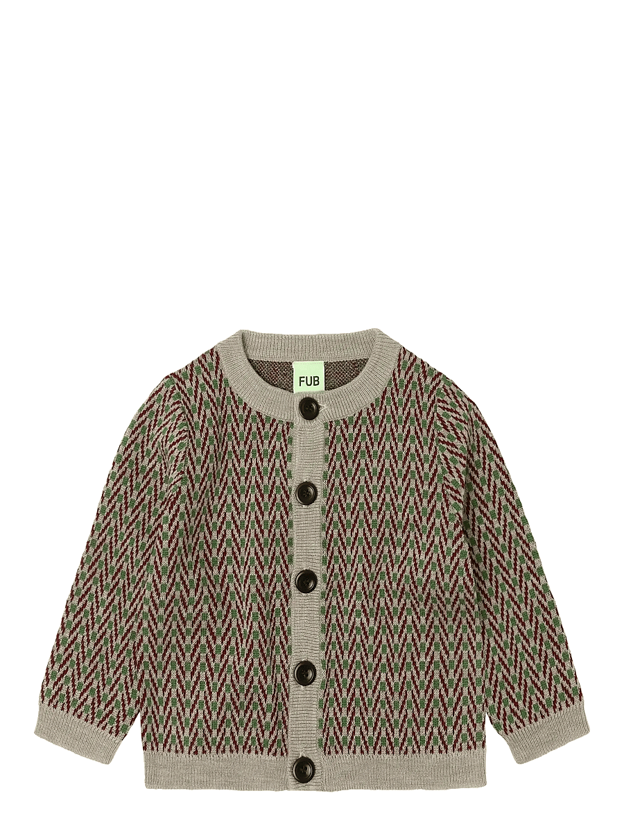 FUB - Baby Herringbone Cardigan - cardigans - oat melange - 0