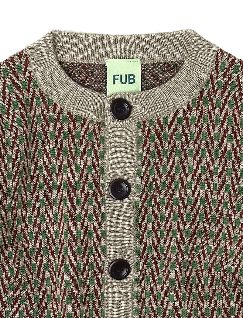 FUB - Baby Herringbone Cardigan - koftor - oat melange - 1