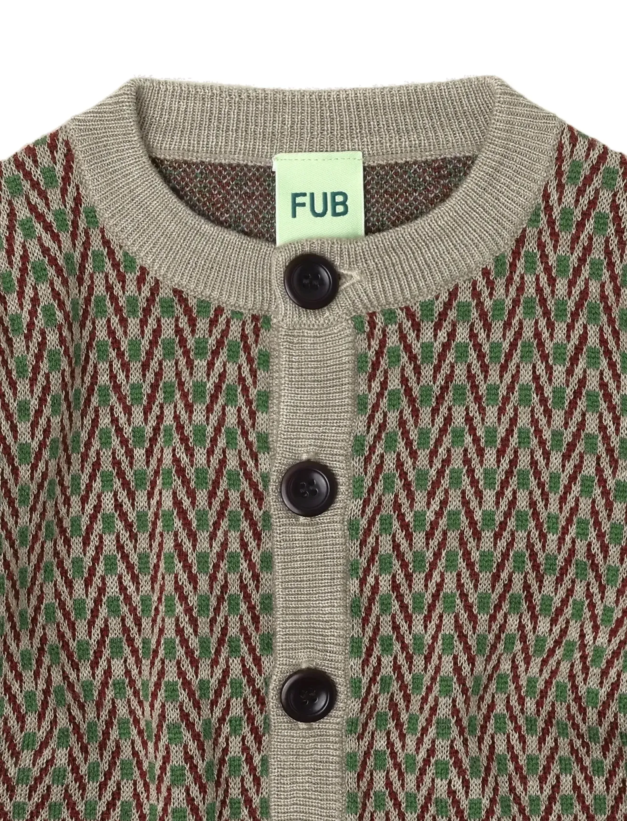 FUB - Baby Herringbone Cardigan - cardigans - oat melange - 1