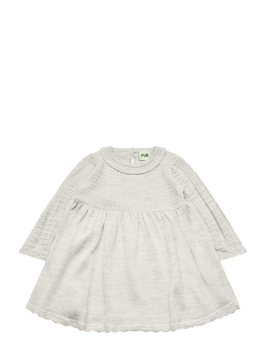 FUB - Baby Dress - langærmede babykjoler - light grey melange - 0