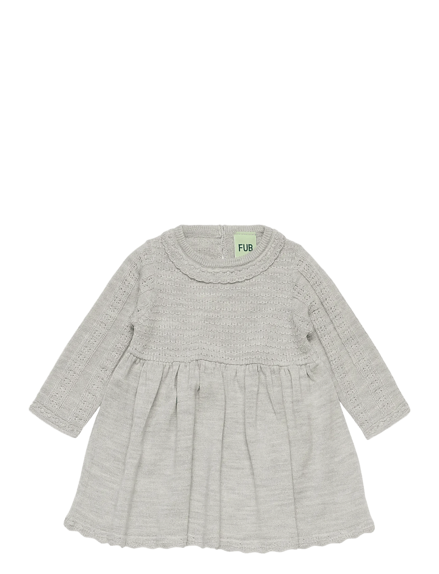 FUB - Baby Dress - langærmede babykjoler - light grey melange - 0