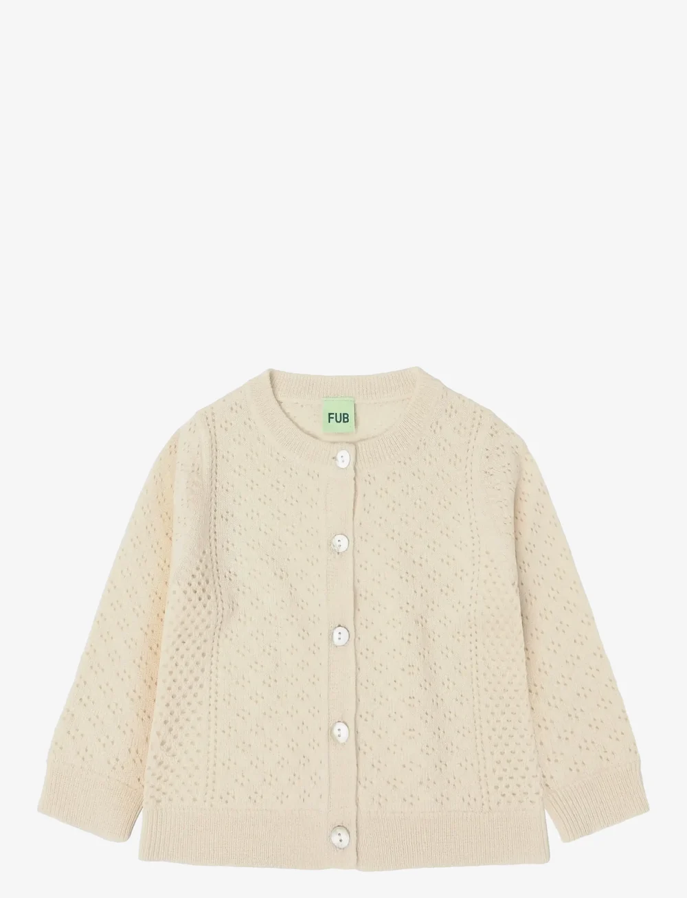 FUB - Baby Pointelle Cardigan - cardigans - ecru - 0