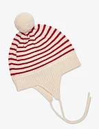 Baby Pompom Hat - ECRU/PURE RED