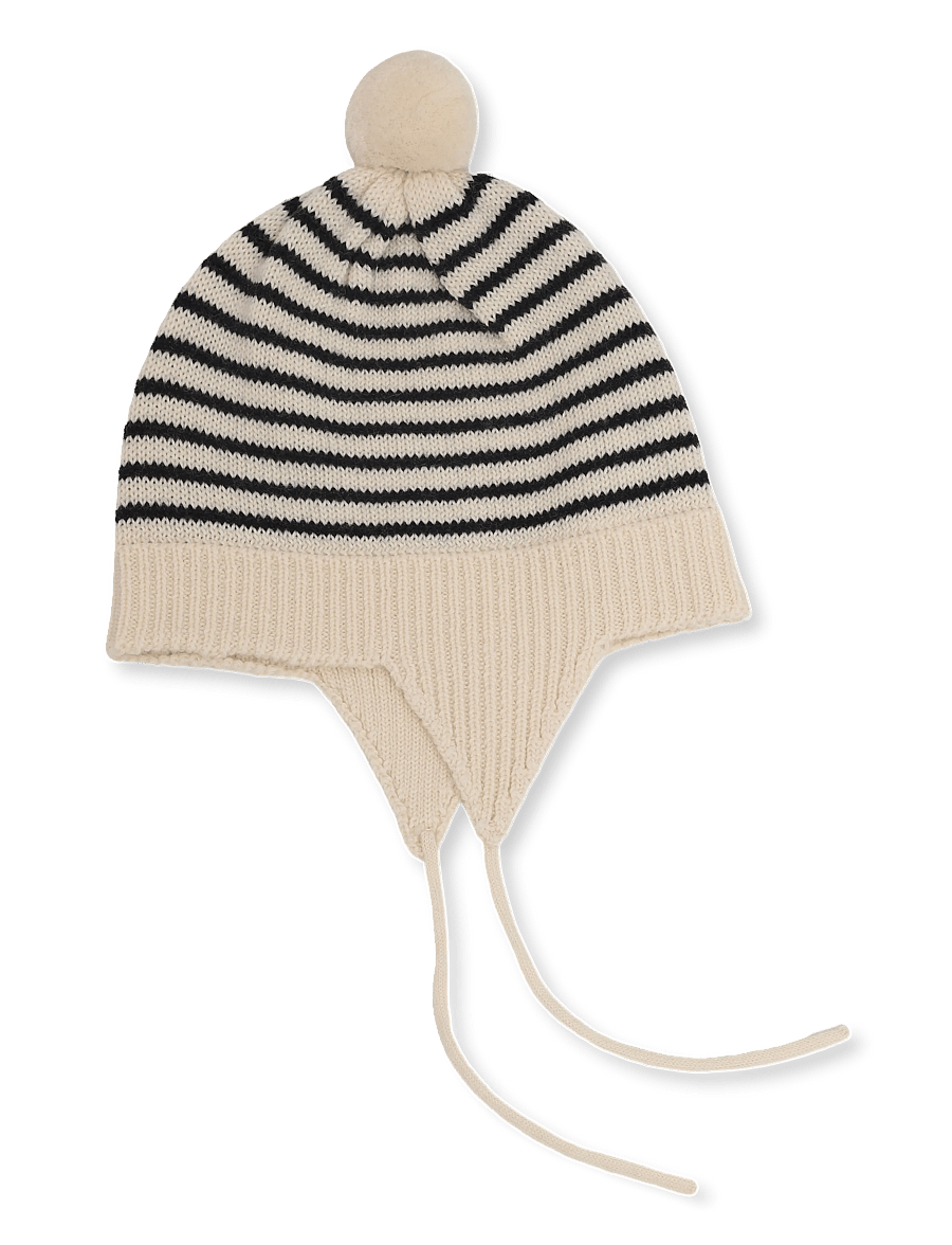 FUB - Baby Pompom Hat - barnahúfur - ecru/dark navy - 0