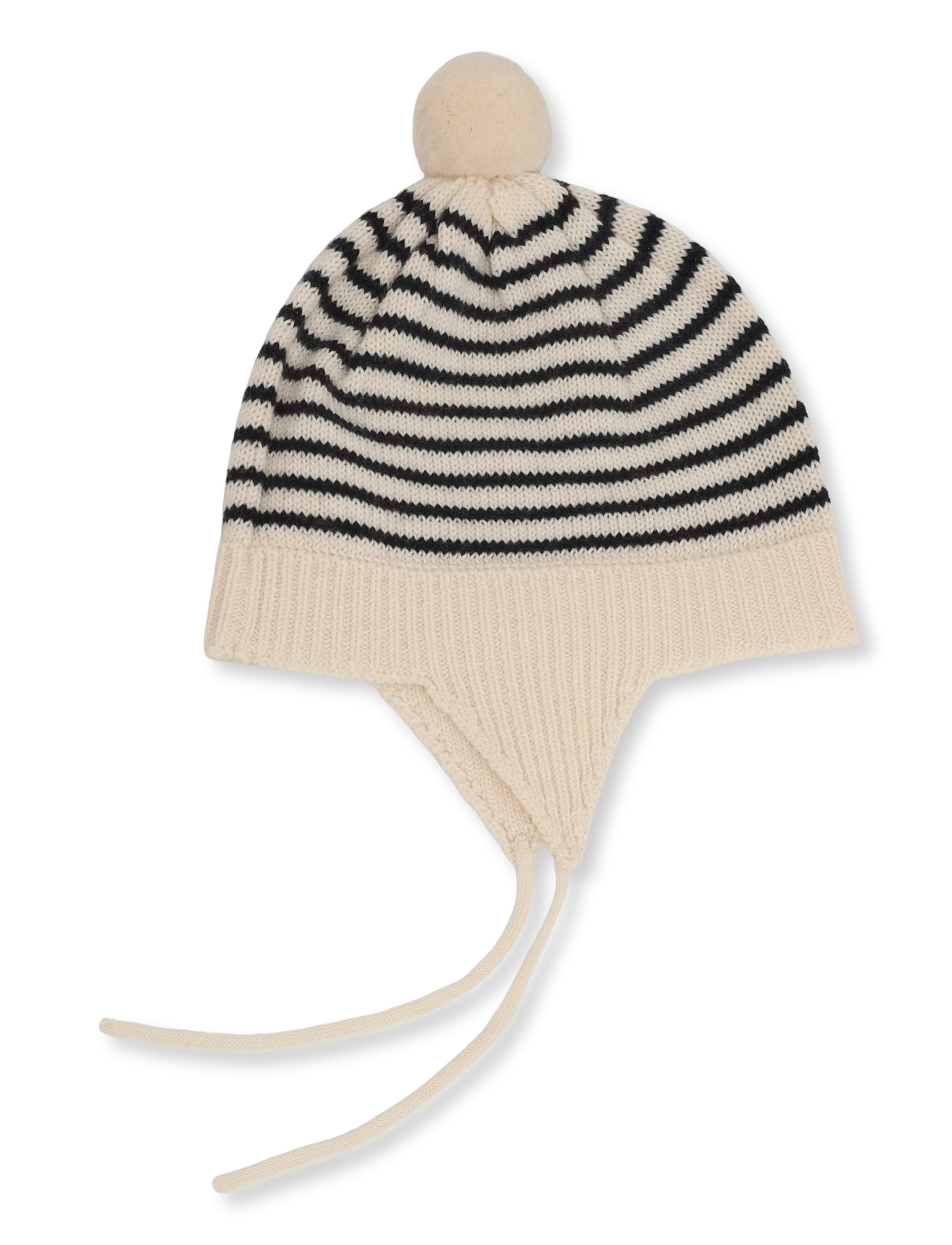 FUB - Baby Pompom Hat - barnahúfur - ecru/dark navy - 1