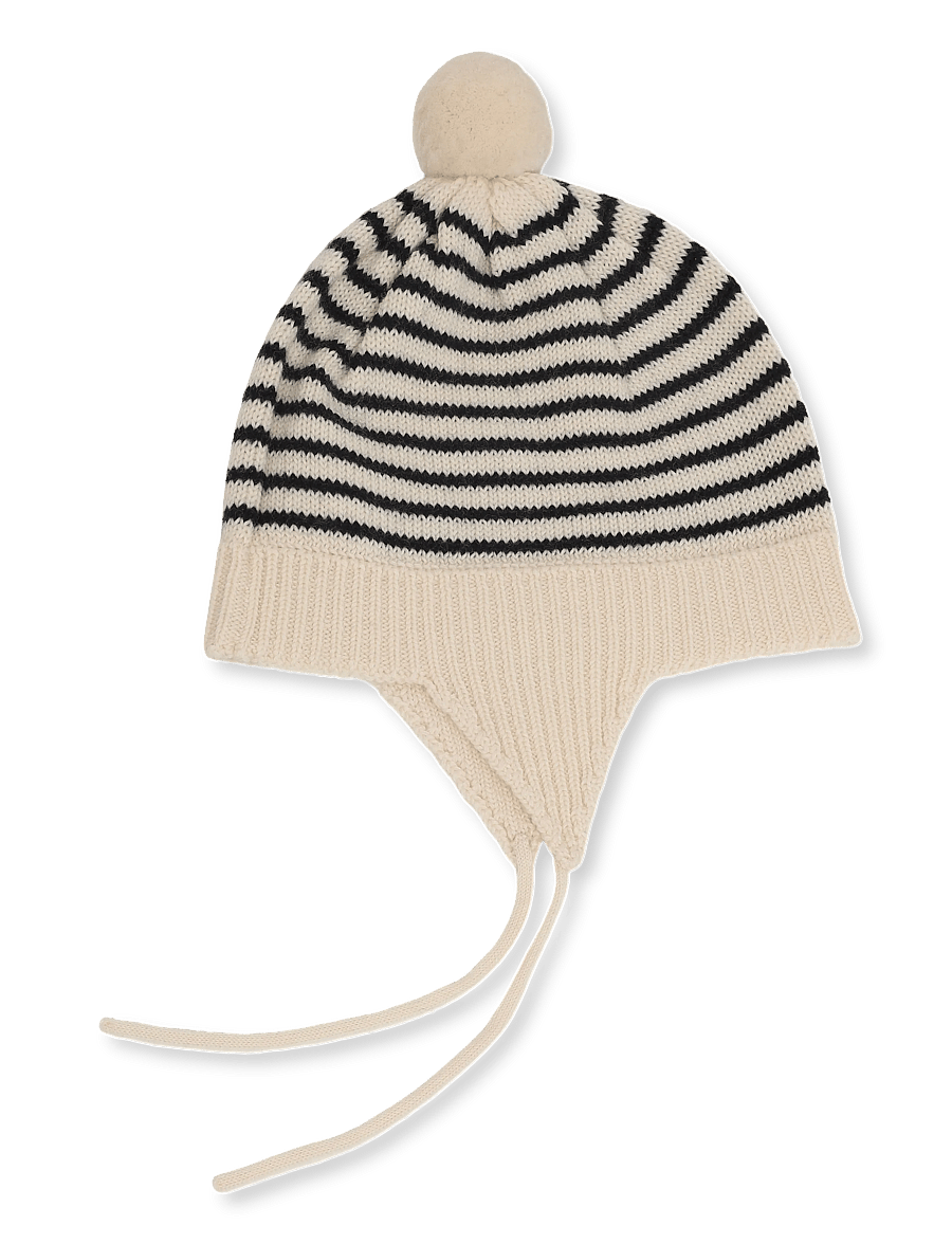 FUB - Baby Pompom Hat - barnahúfur - ecru/dark navy - 1