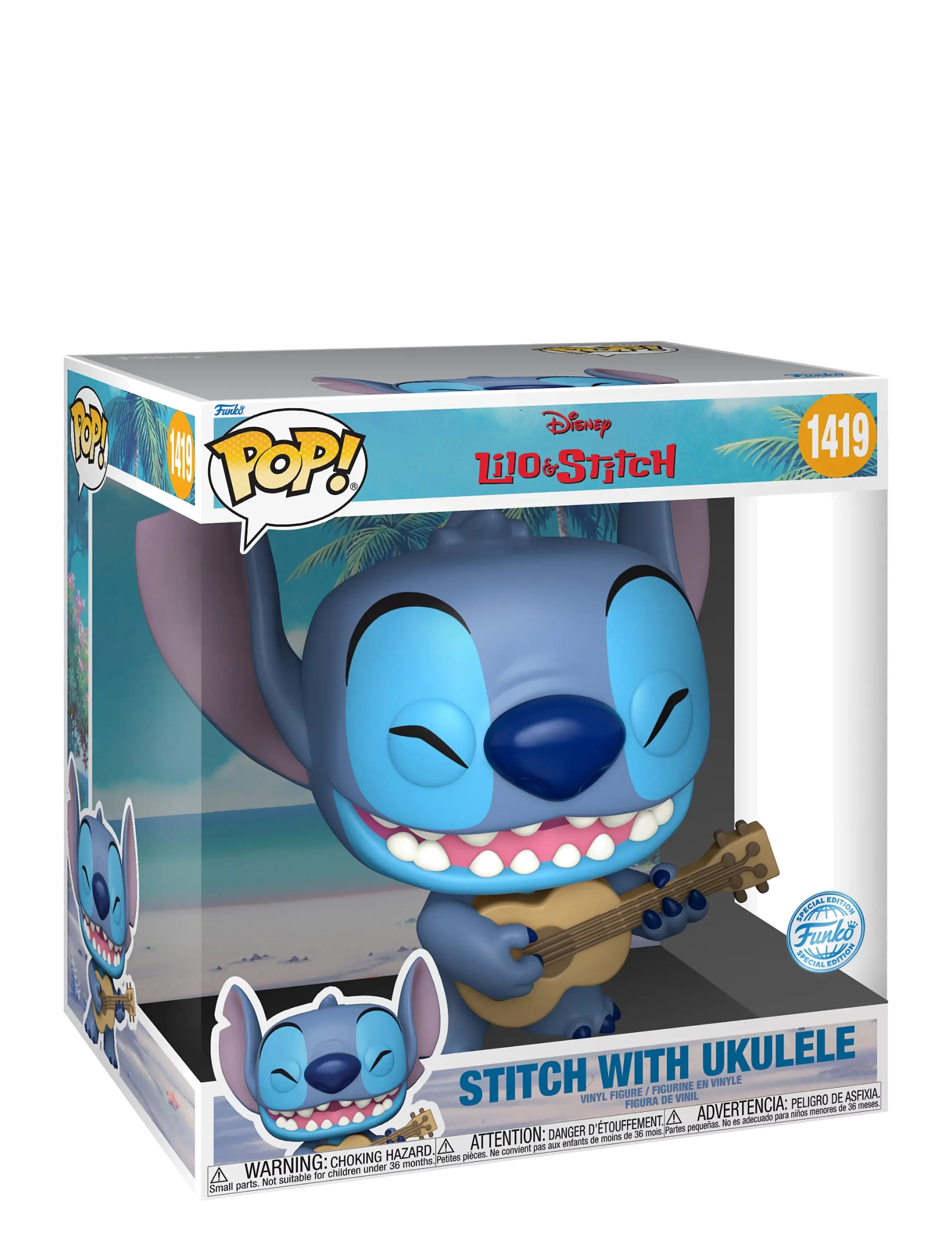 Funko Funko POP 10" Stitch w/Uke - Legetøj - MULTI COLOUR / blue