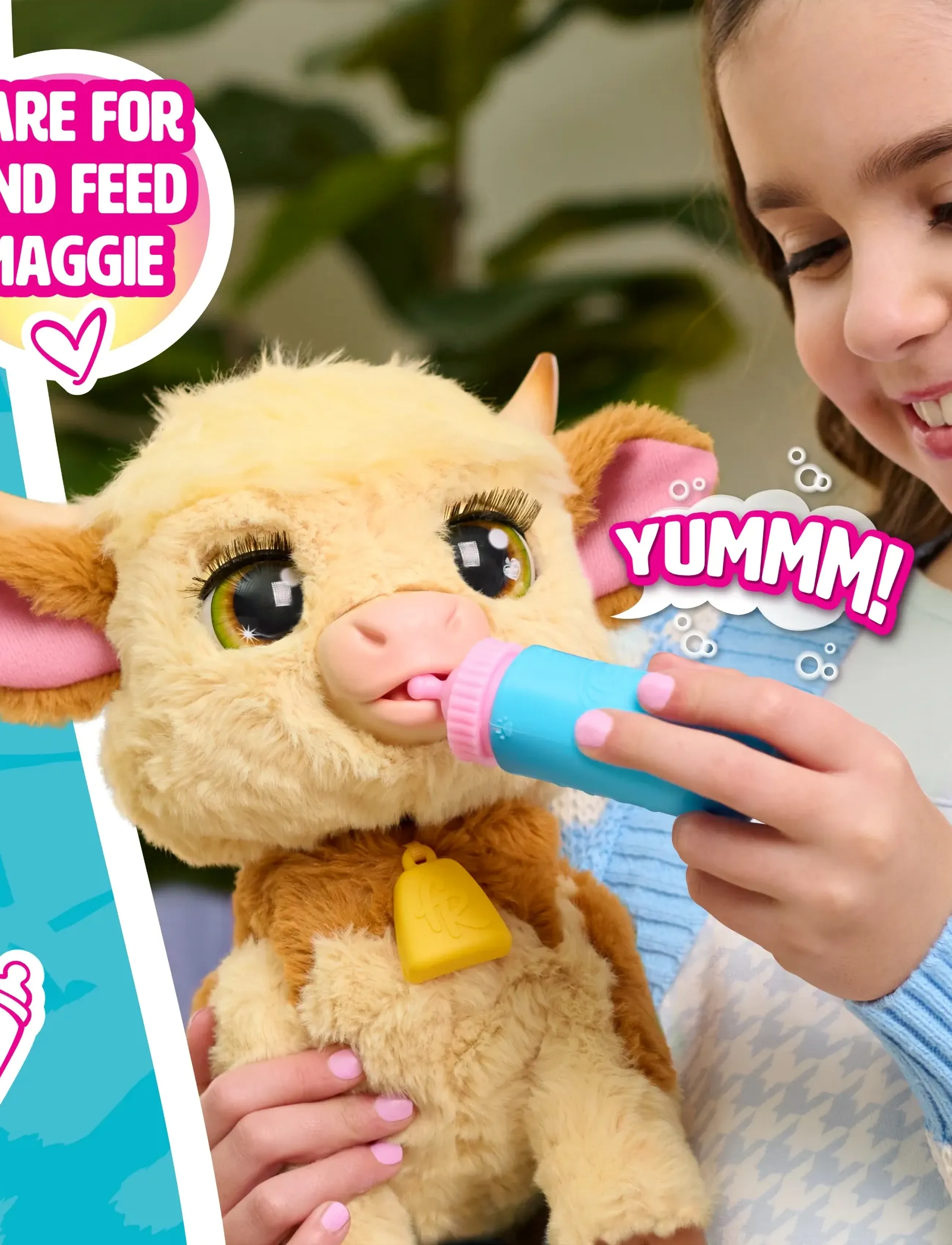 FurReal Maggie The Feed & Follow Cow, One Size, Soft Spielzeug, Creme - Stuffed Animals, Kinder