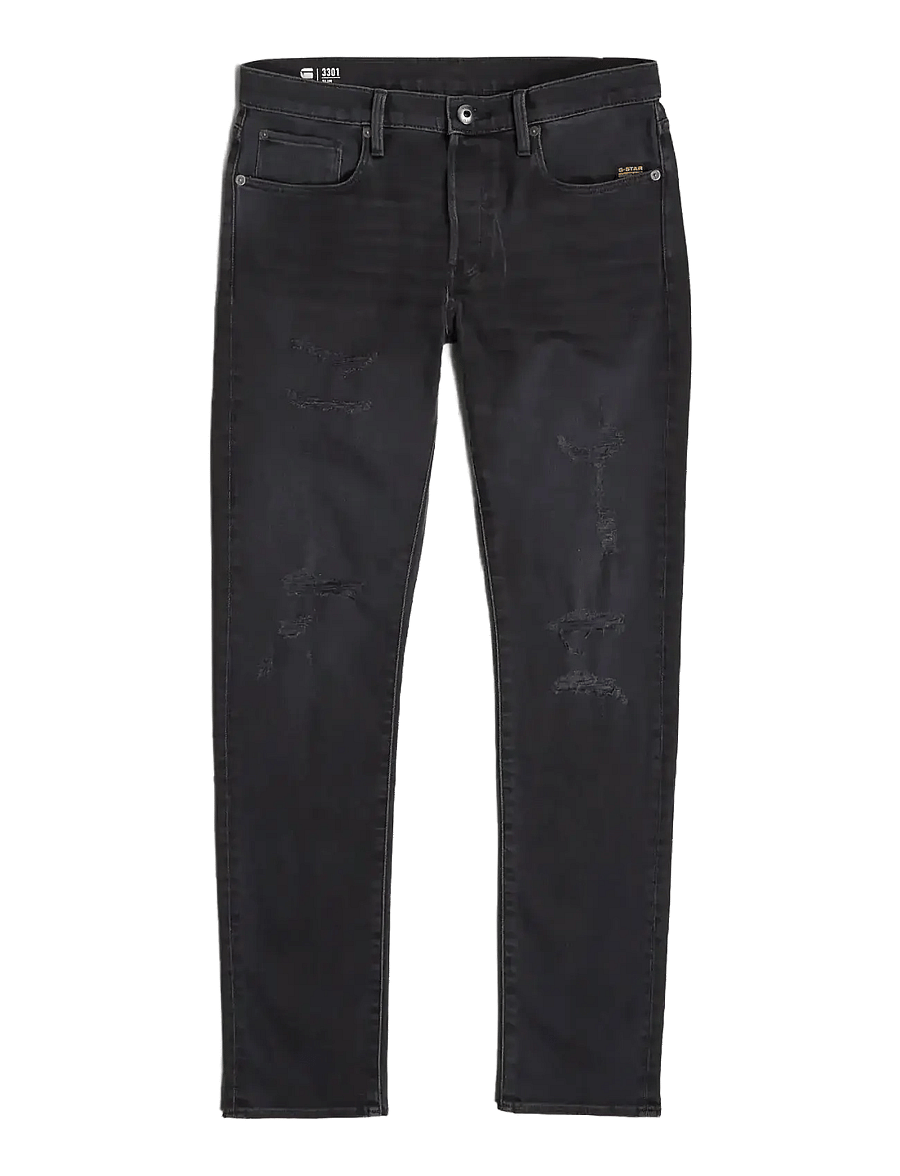 G-Star - 3301 Slim - kitsad teksad - worn in ripped grey sacramento - 1