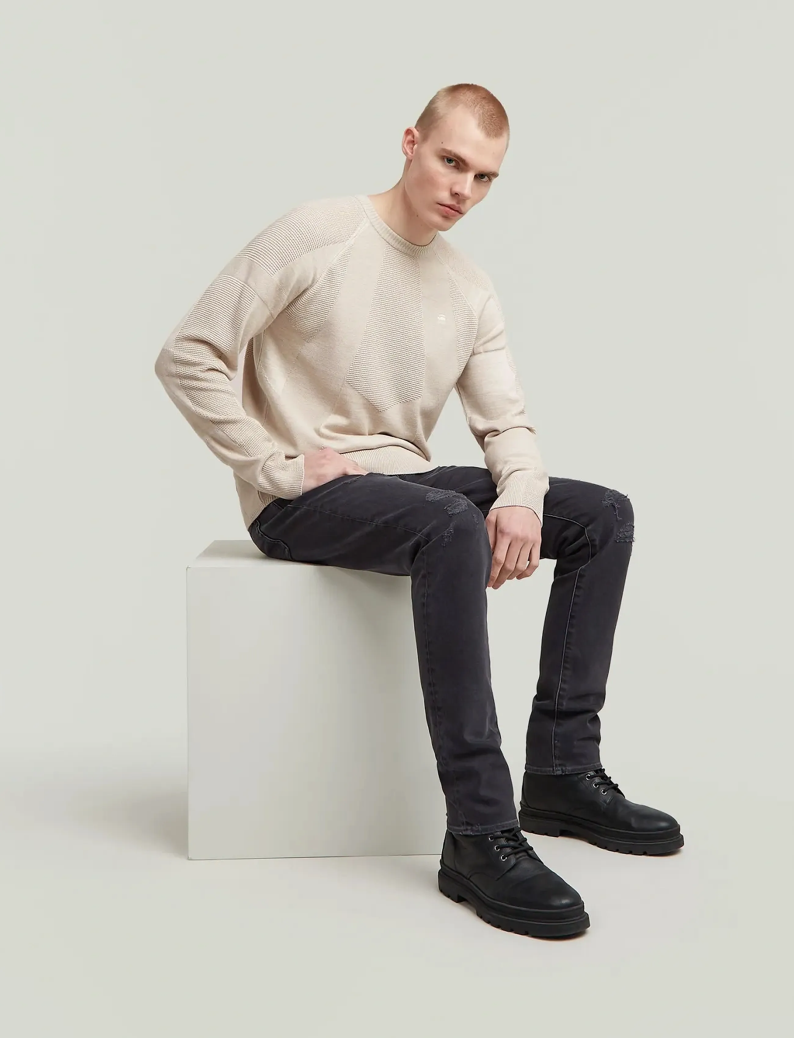 G-Star - 3301 Slim - bukser & jeans - worn in ripped grey sacramento - 5
