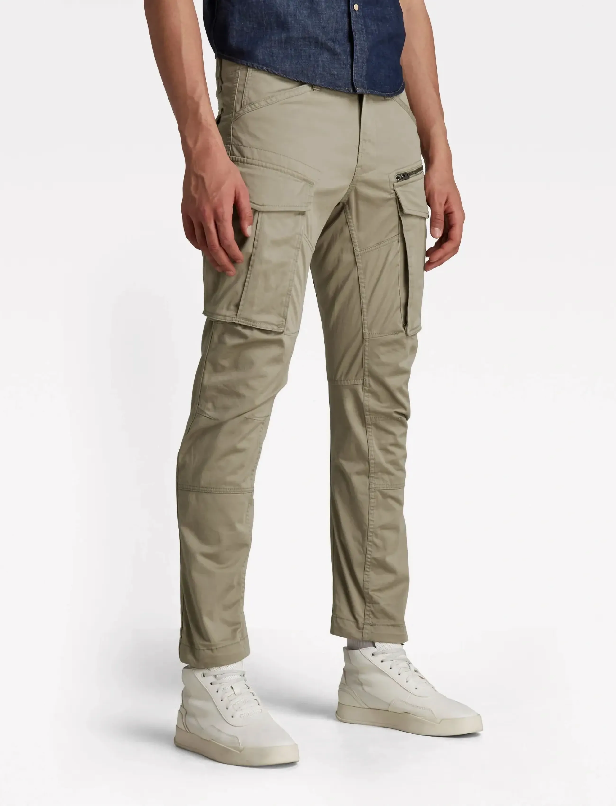 G-Star Rovic Zip 3D Regular Tapered, Mænd, Tilspidsede Cargo Bukser Med Lynlås, Beige, Str: 40 x 36