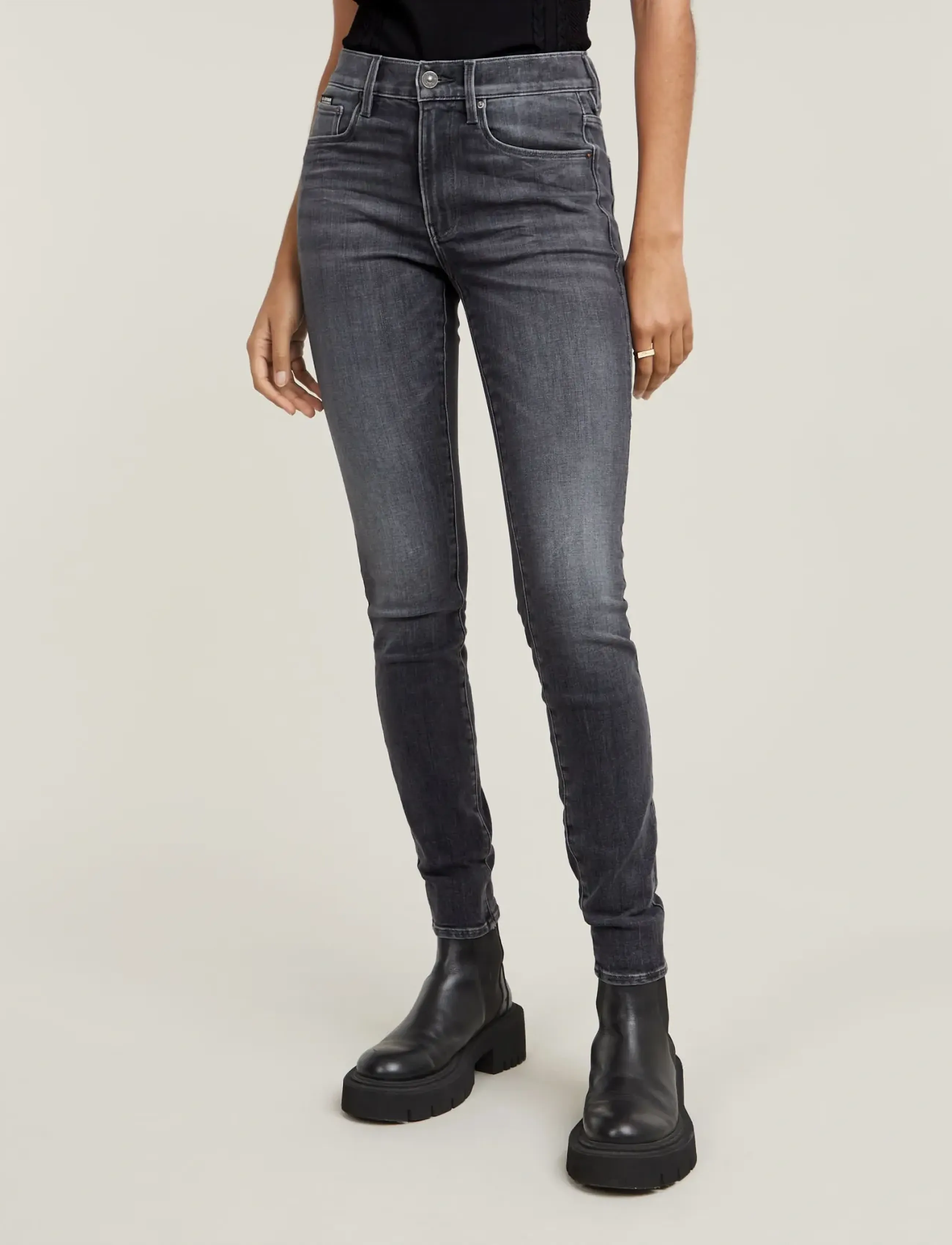 G-Star 3301 Skinny Wmn - Clothing - FADED BLACK MAGNET / black