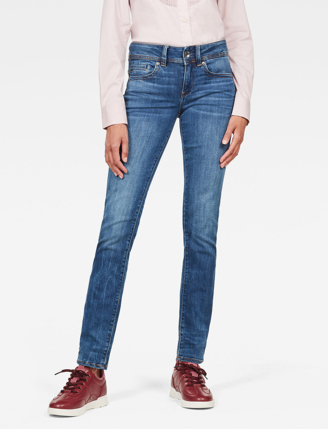 G-Star - Midge Mid Straight Wmn - straight jeans - medium indigo aged - 0