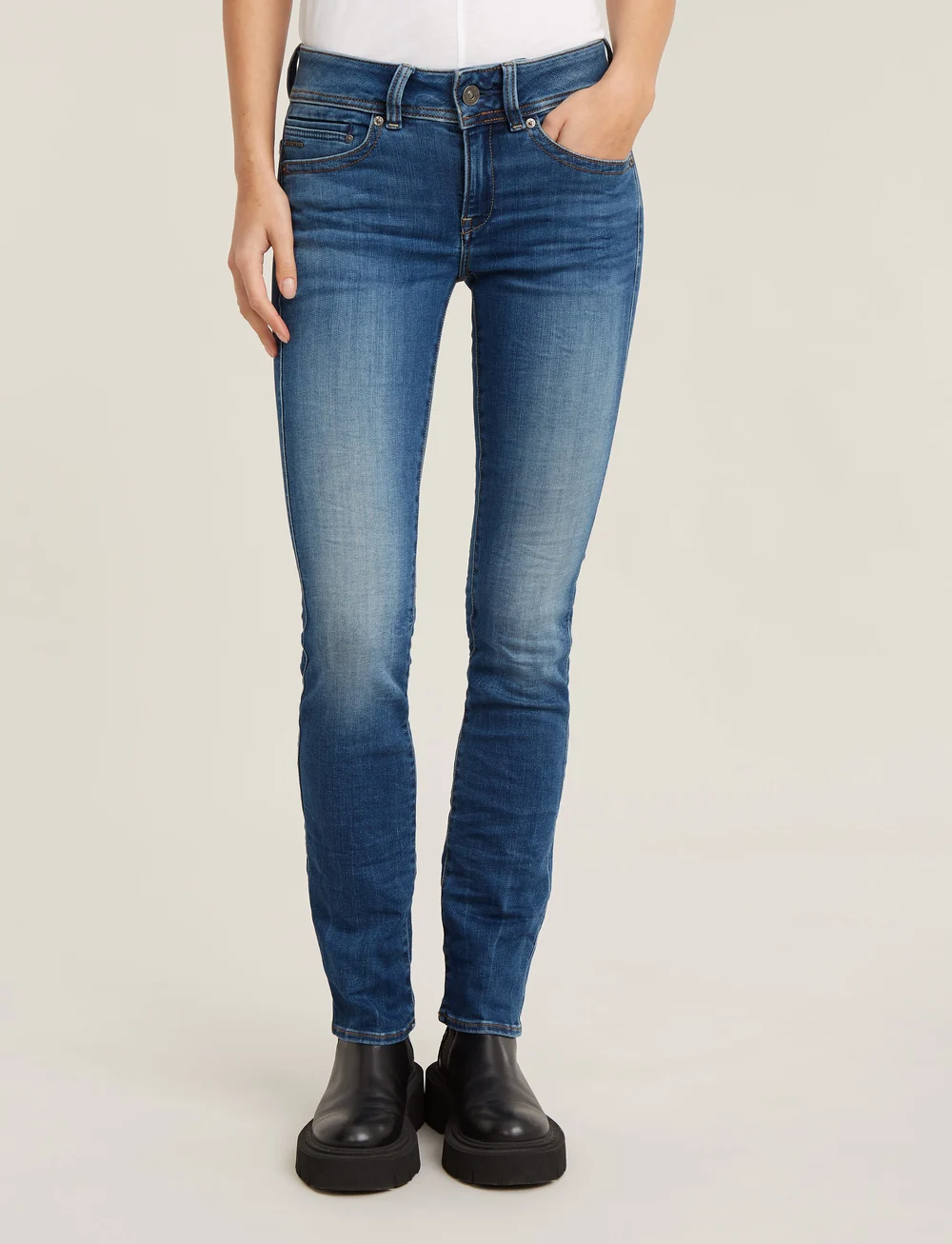 G-Star - Midge Slim Straight Wmn - sirge säärega teksad - medium indigo aged - 0
