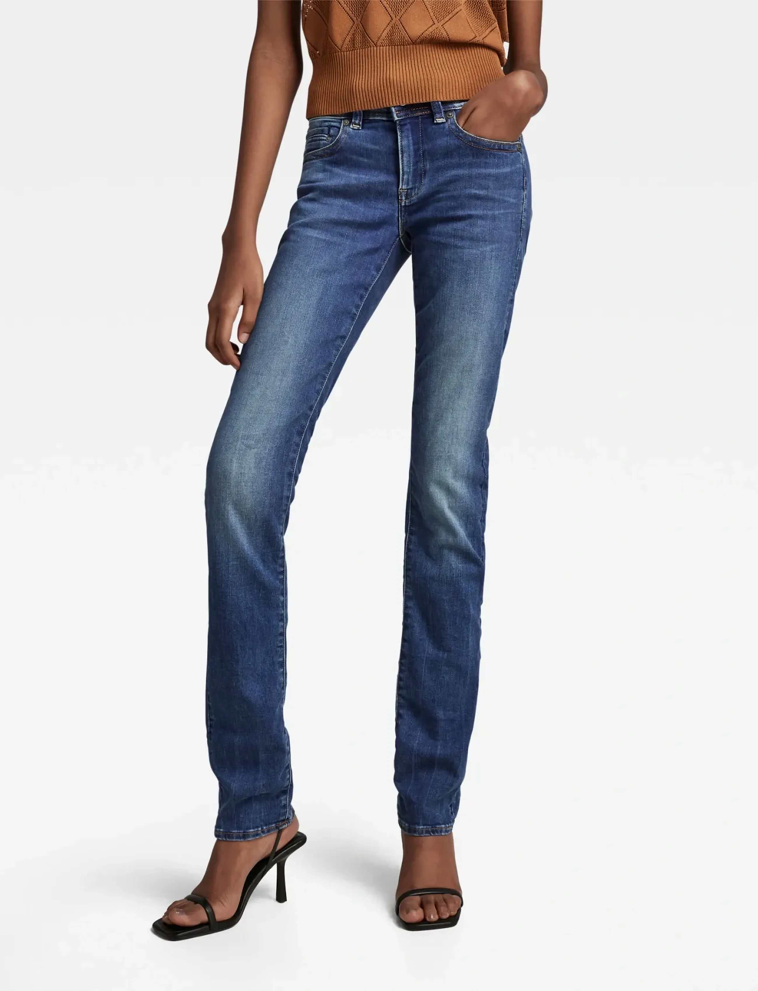 G-Star - Midge Mid Straight Wmn - igapäevane stiil - medium indigo aged - 0