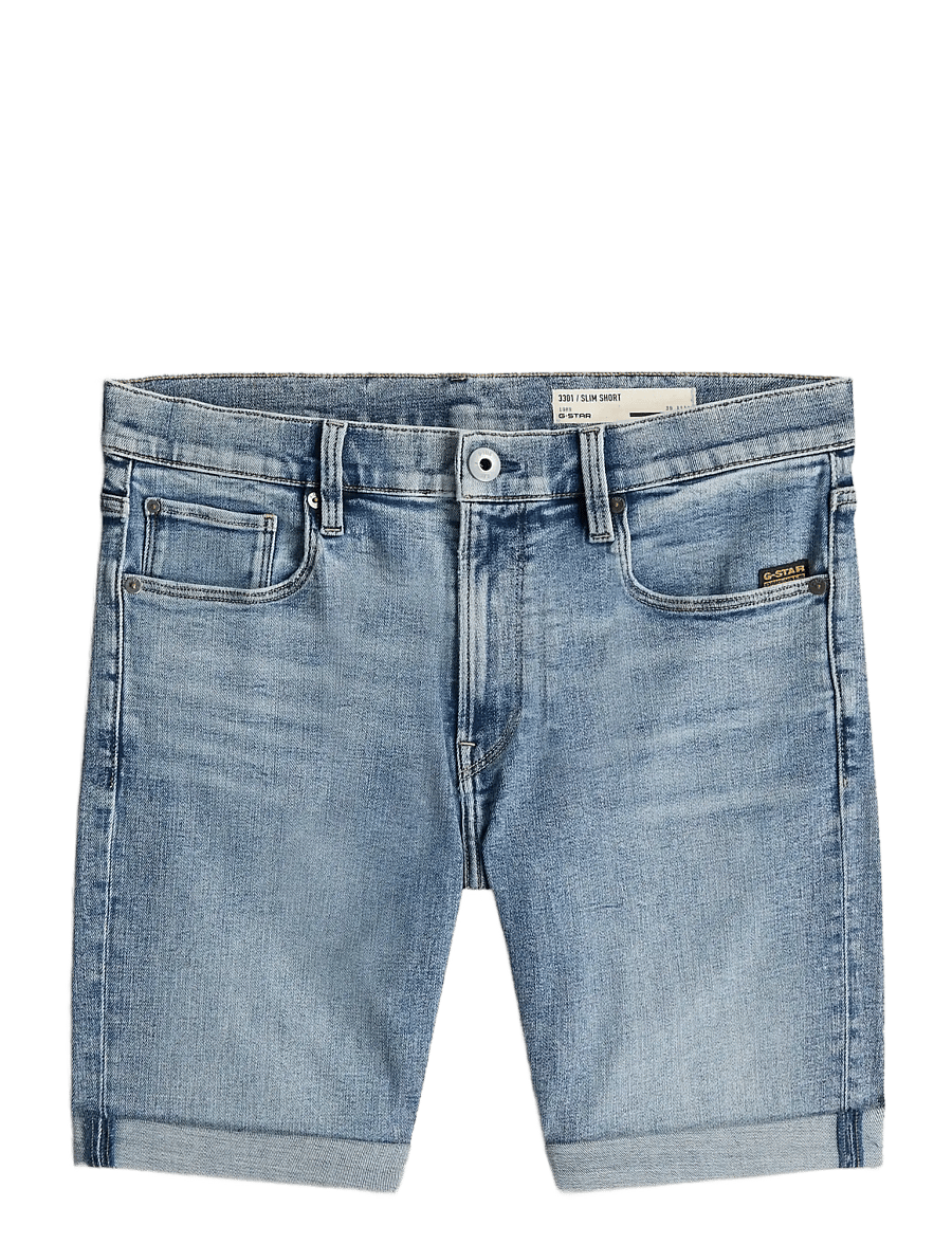 G-Star - 3301 Slim Short - jorts - faded sea point blue - 1