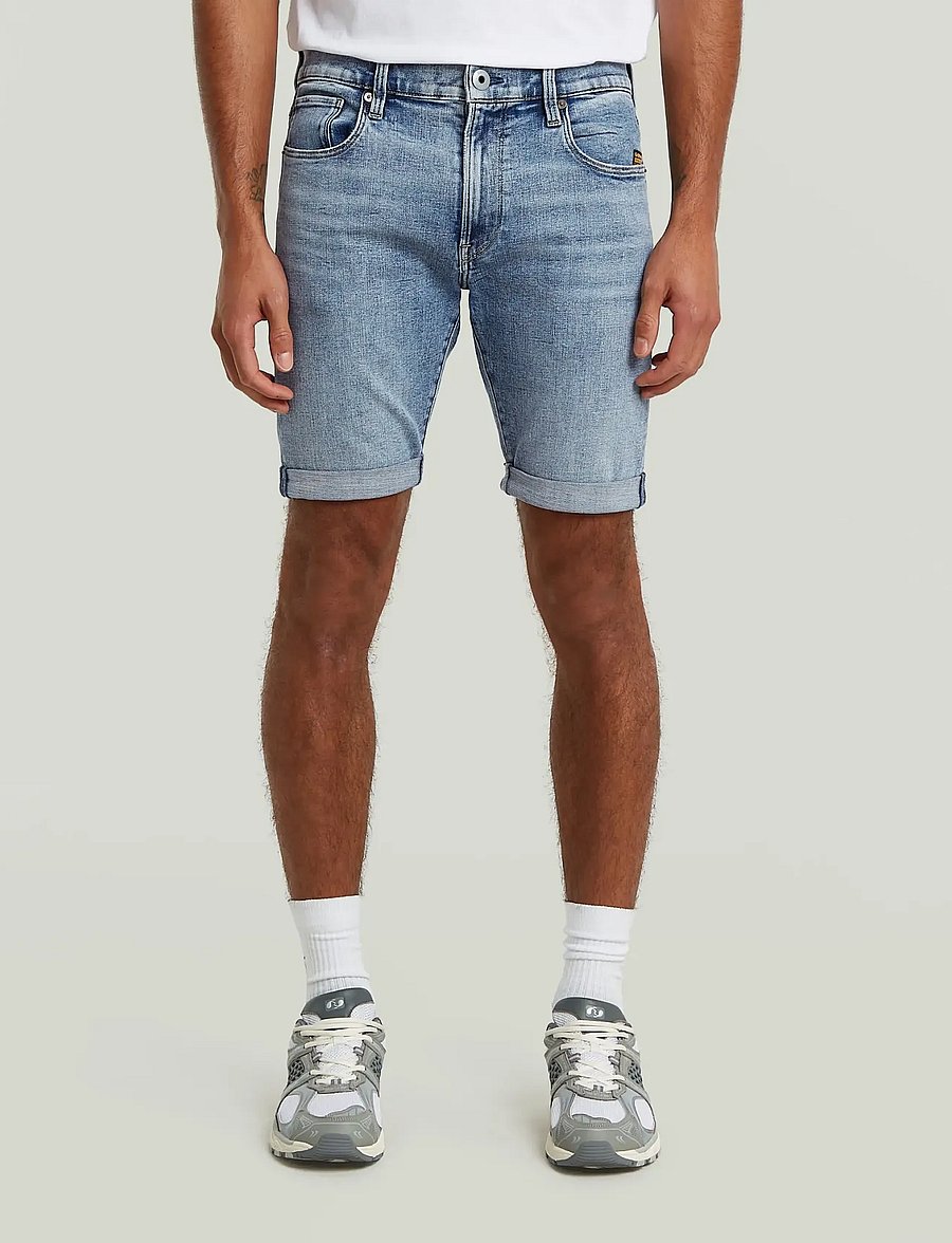 G-Star - 3301 Slim Short - jorts - faded sea point blue - 0