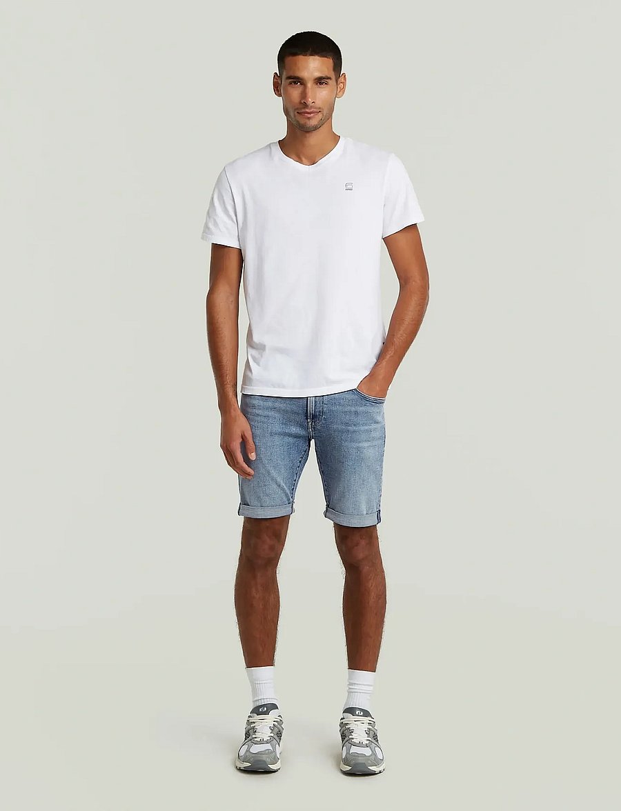 G-Star - 3301 Slim Short - jorts - faded sea point blue - 3