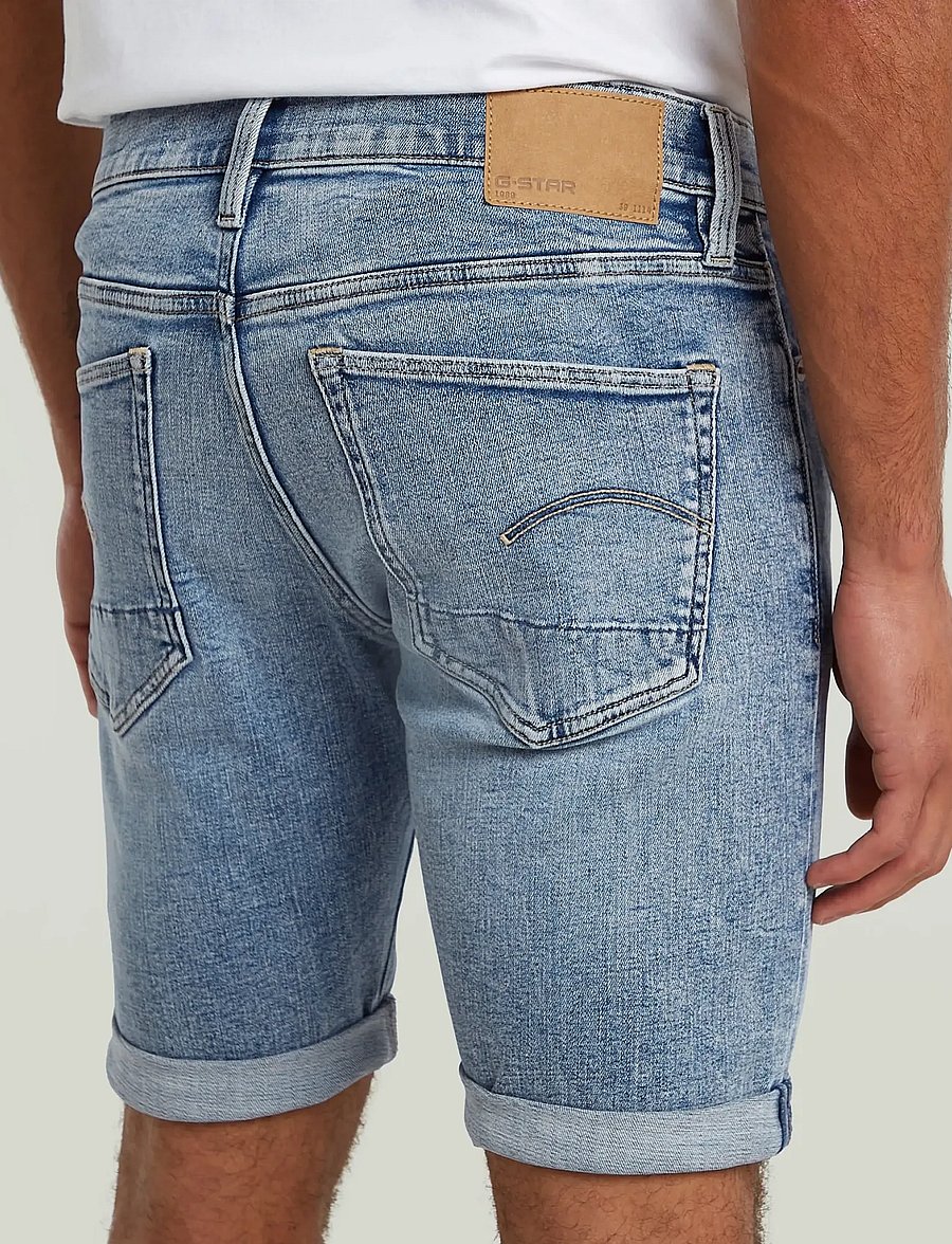 G-Star - 3301 Slim Short - jorts - faded sea point blue - 4