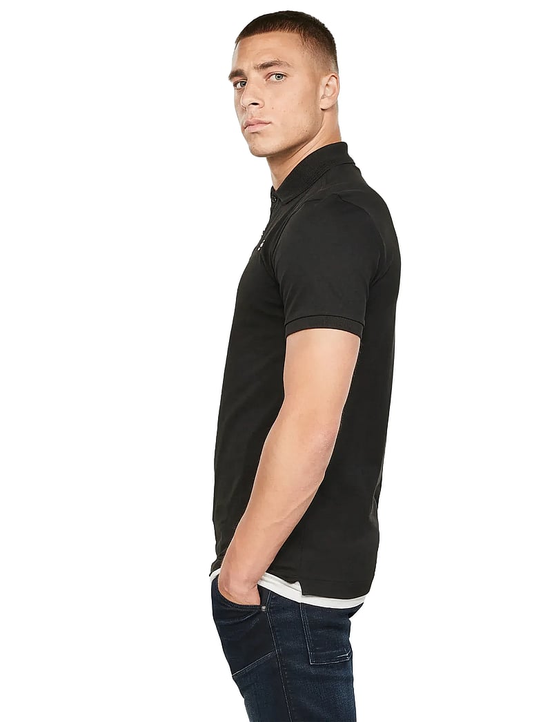 G-Star - Dunda overdyed slim polo s\s - short-sleeved polos - dk black - 0