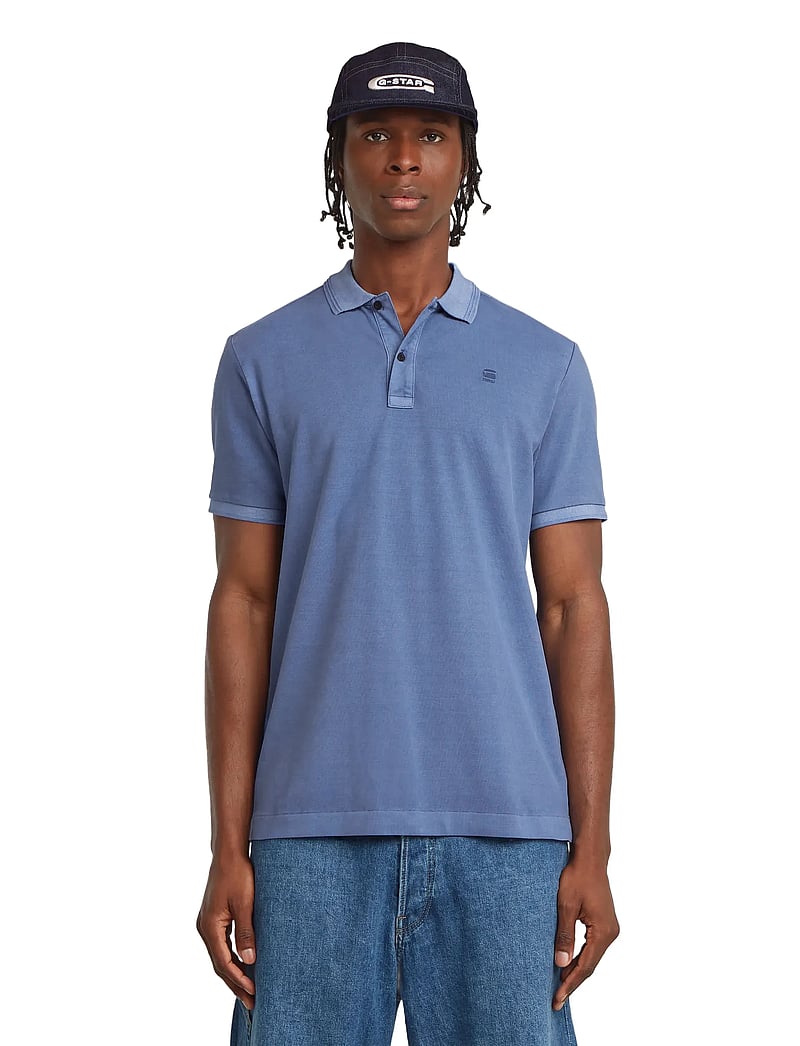 G-Star - Dunda overdyed slim polo s\s - short-sleeved polos - dutch blue gd - 0