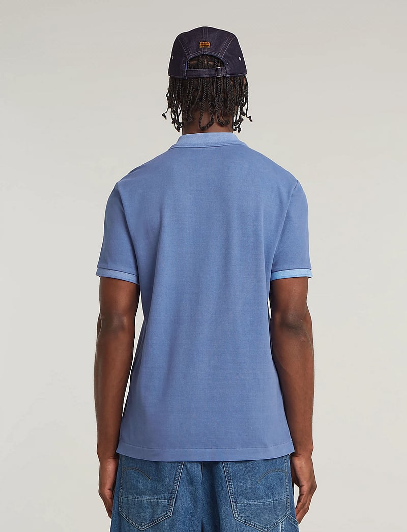 G-Star - Dunda overdyed slim polo s\s - short-sleeved polos - dutch blue gd - 3