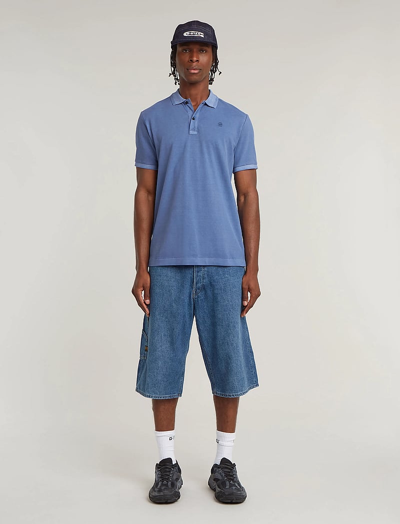 G-Star - Dunda overdyed slim polo s\s - short-sleeved polos - dutch blue gd - 4