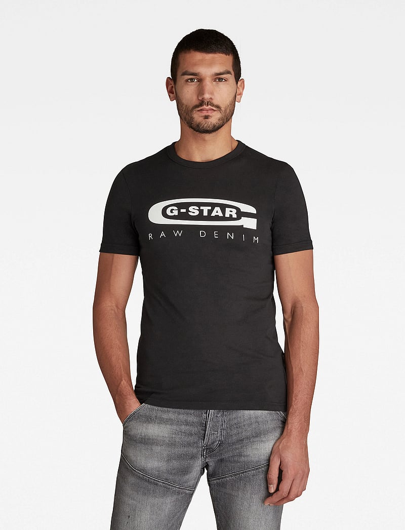 G-Star - Graphic 4 slim r t s\s - kortärmade t-shirts - dk black - 0