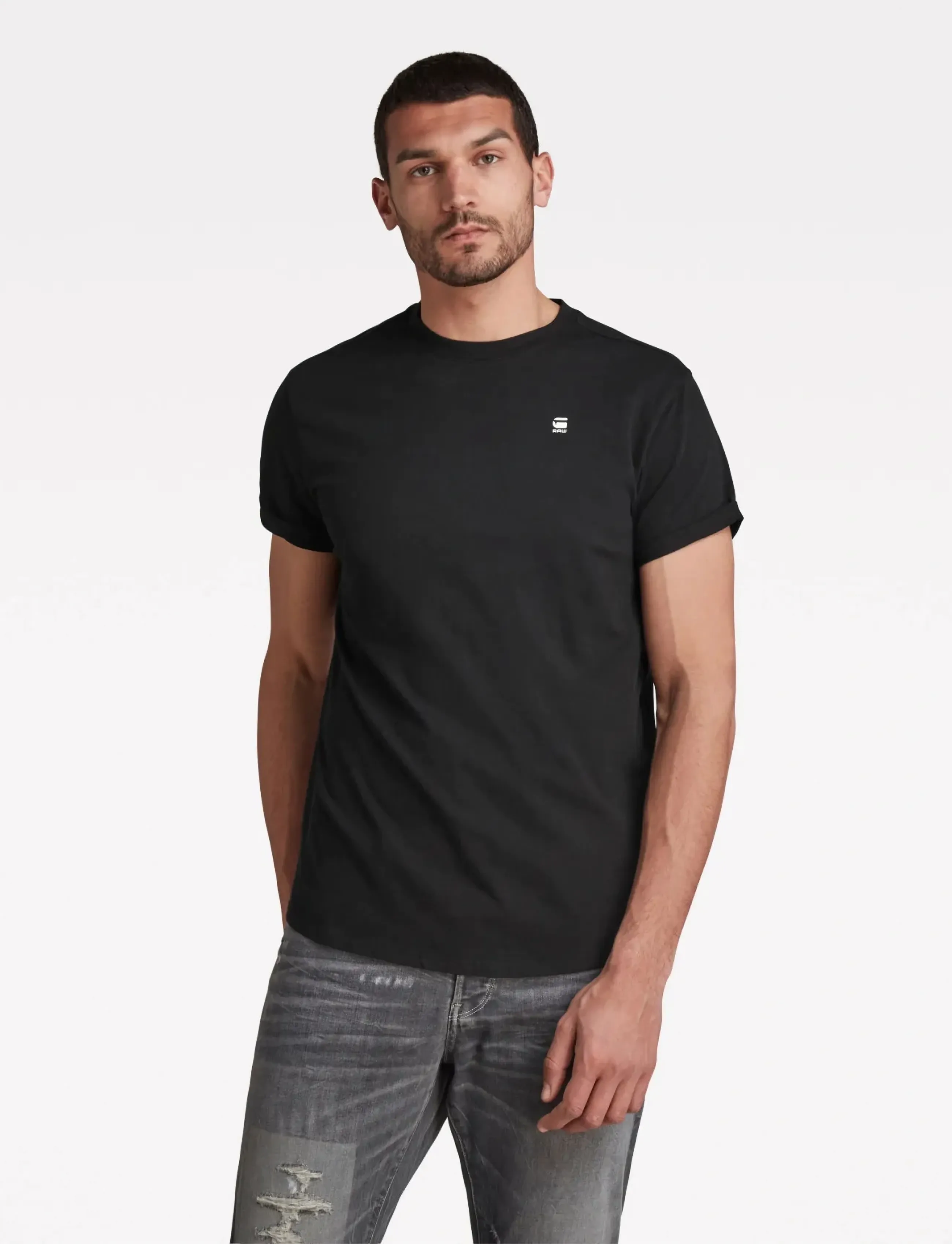 G-Star Lash R T S\S, Mænd, T-Shirt Med Buet Kant, Sort, Str: XS