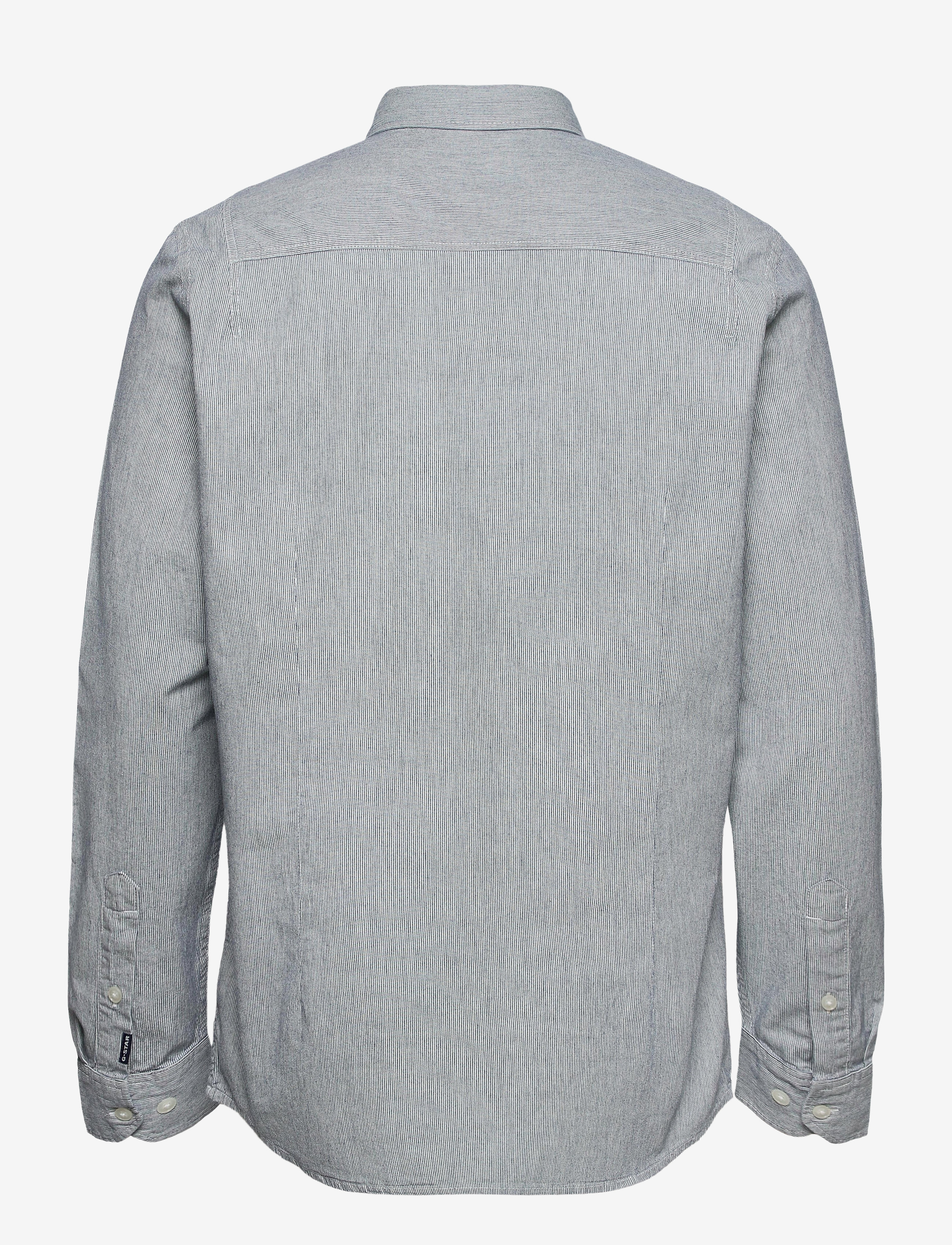 G-Star RAW - Bristum flap bttn dwn slim shirt l- - sun faded indigo stripe - 1
